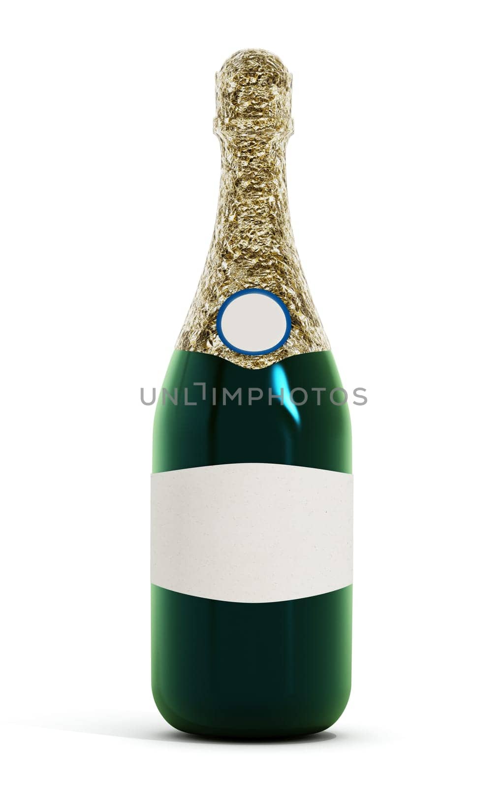 Champagne bottle and glasses isolated on white background