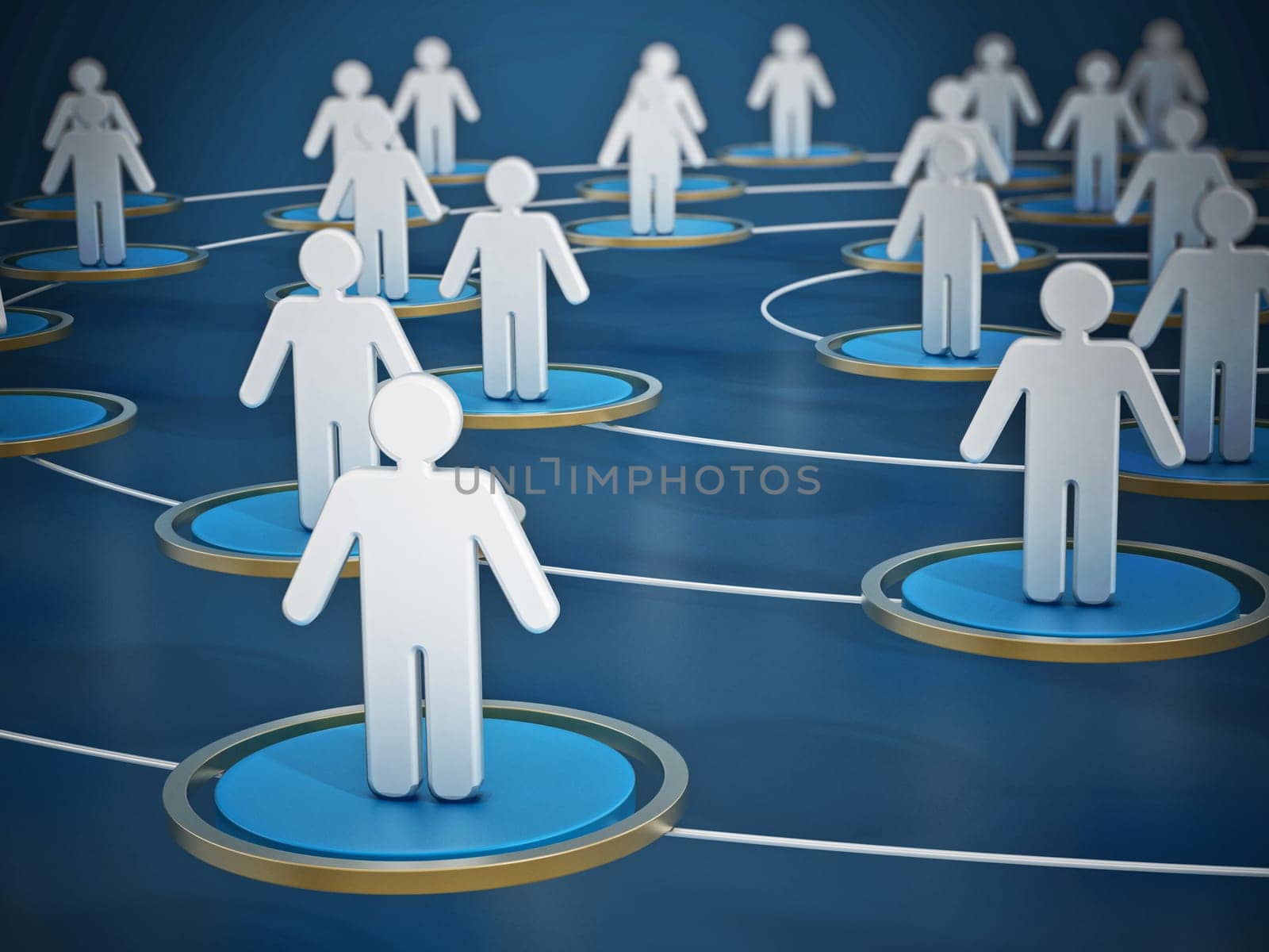 Human network concept with circles connecting people