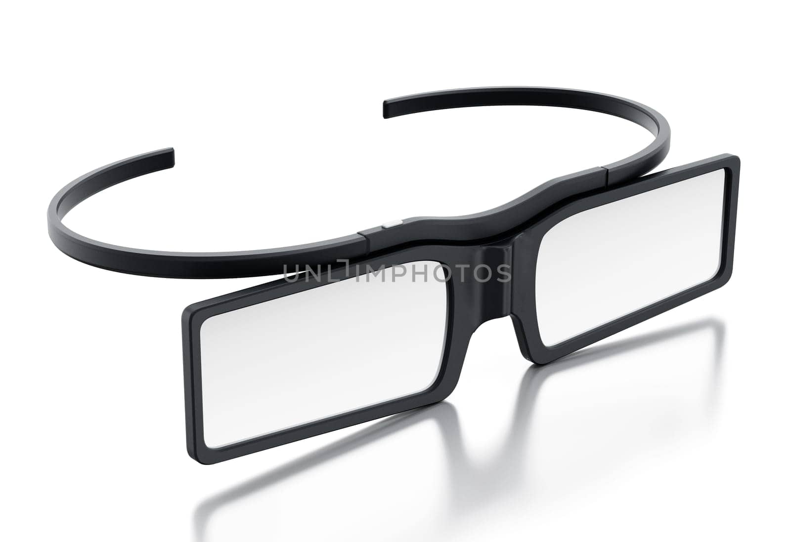 3D glasses isolated on white background with reflection