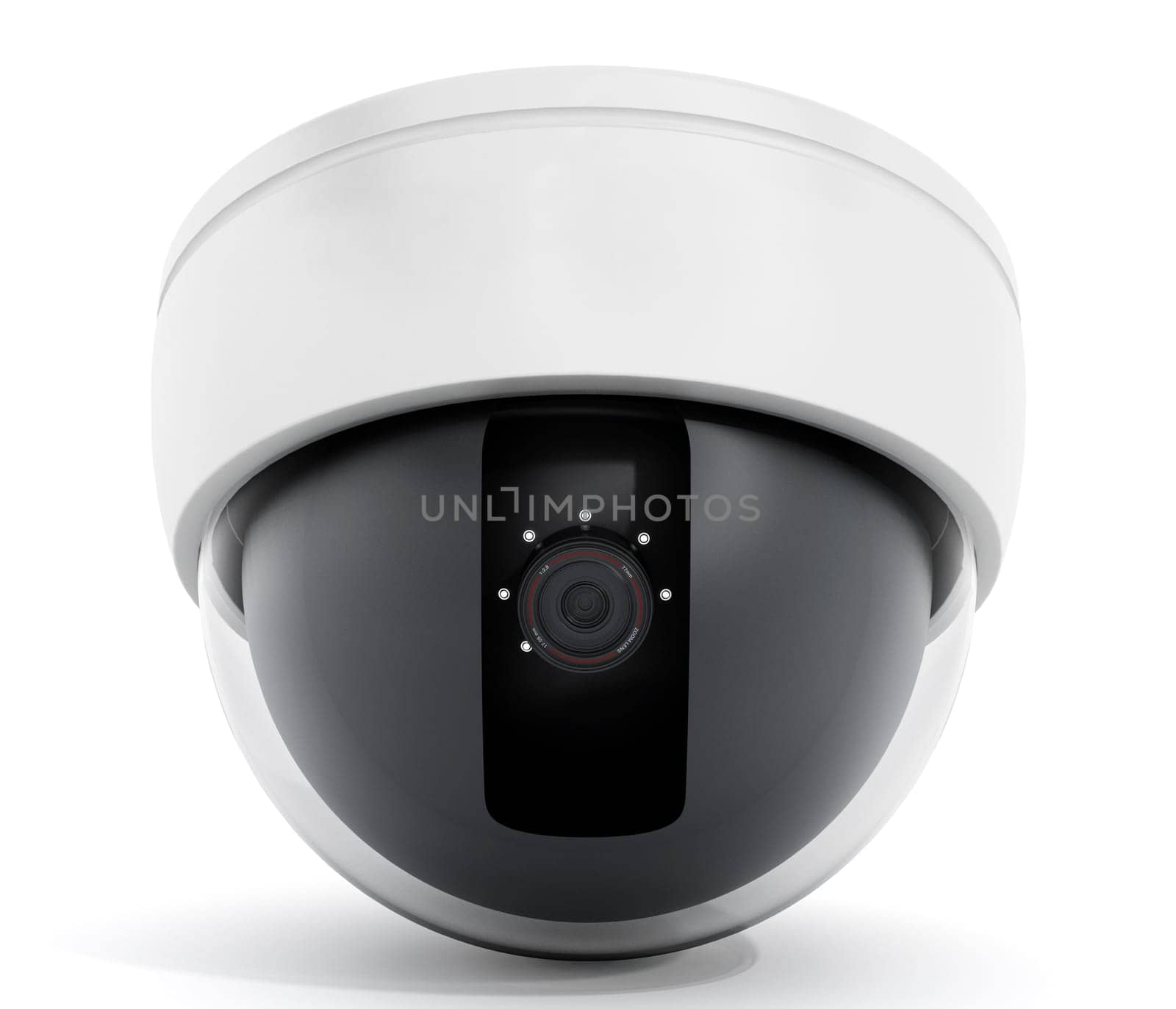 White dome camera isolated on white background.