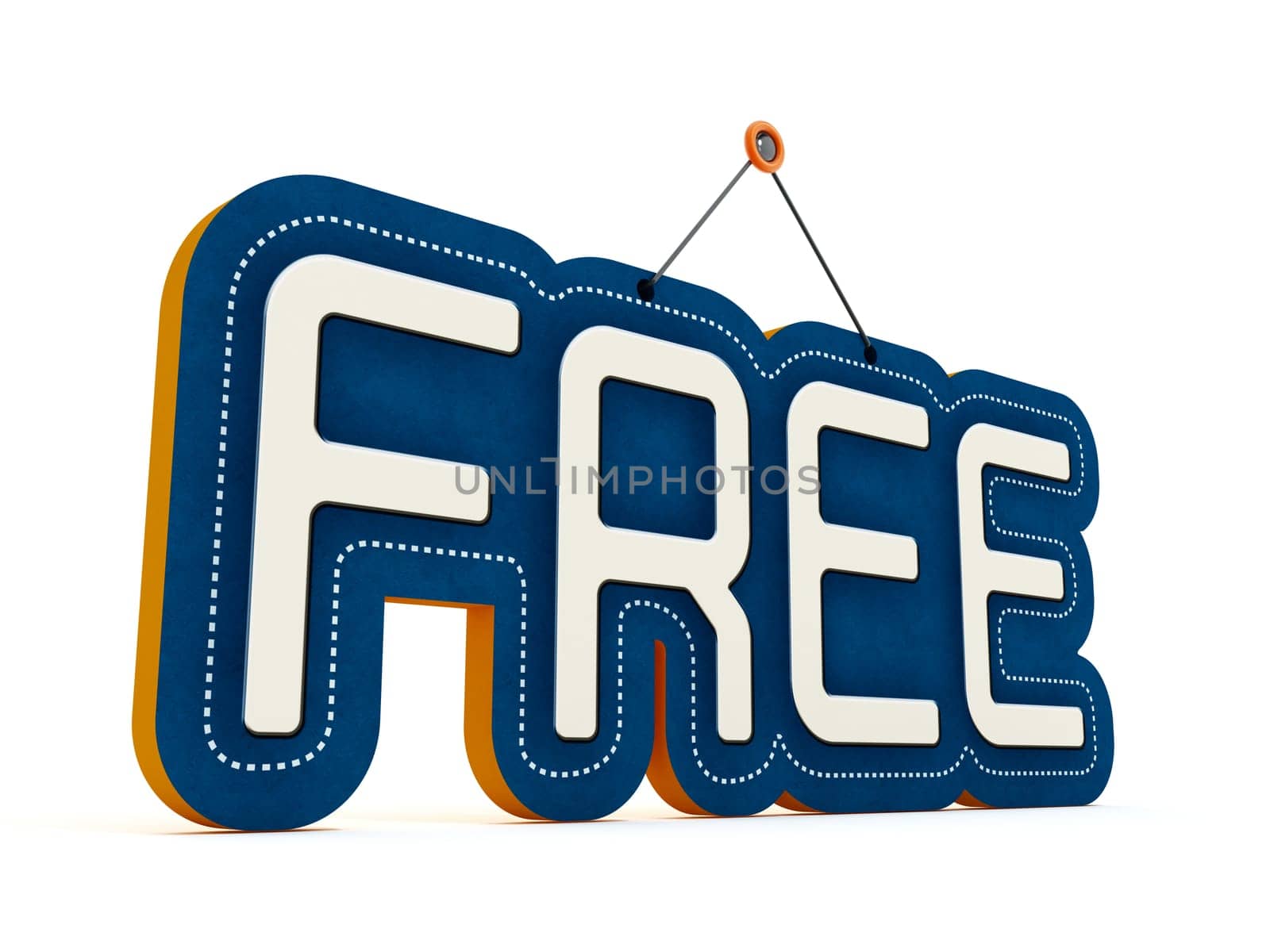 Blu and white free label isolated on white background