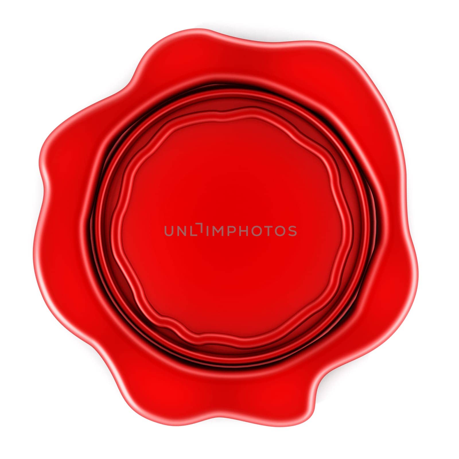 Blank red wax seal isolated on white background