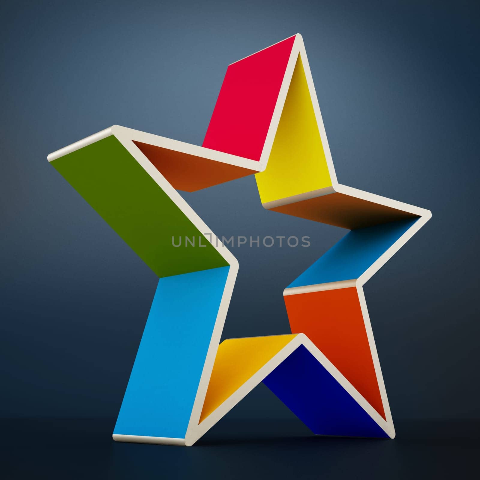 Multi colored star shape isolated on black background.