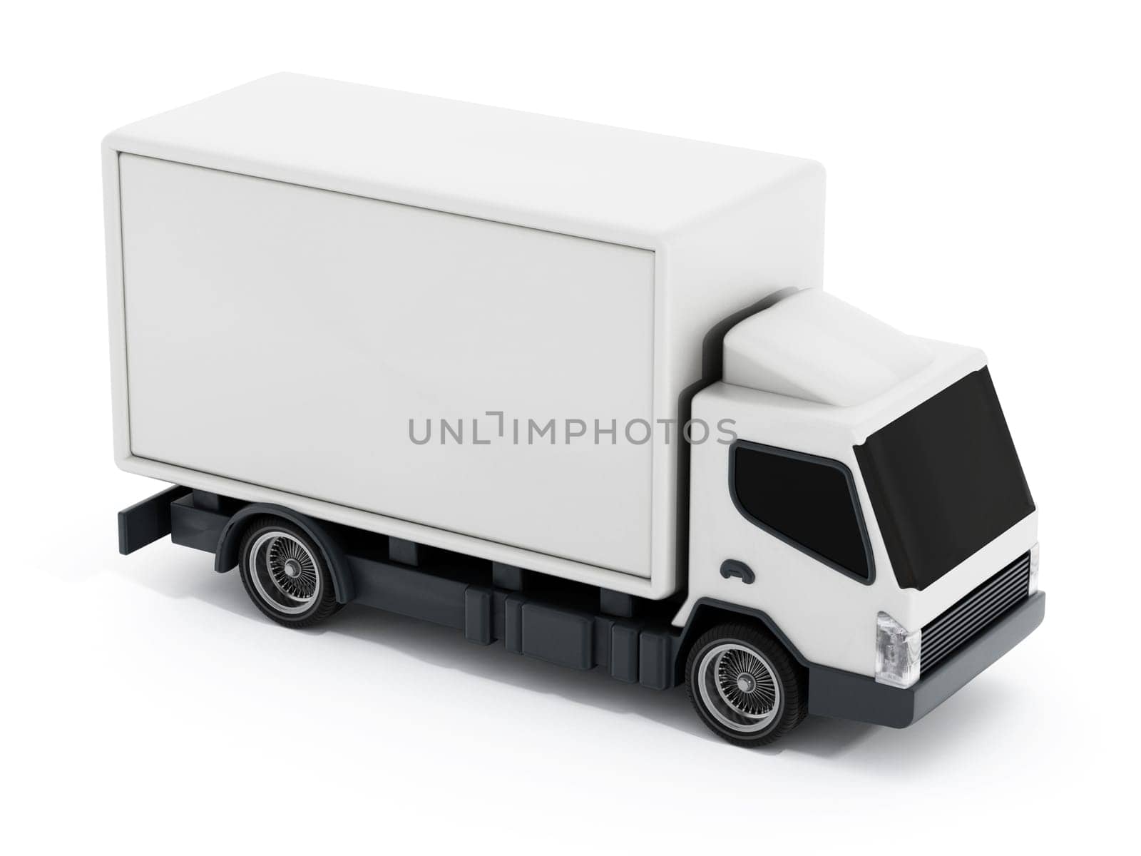 White delivery truck or transportation van isolated on white background