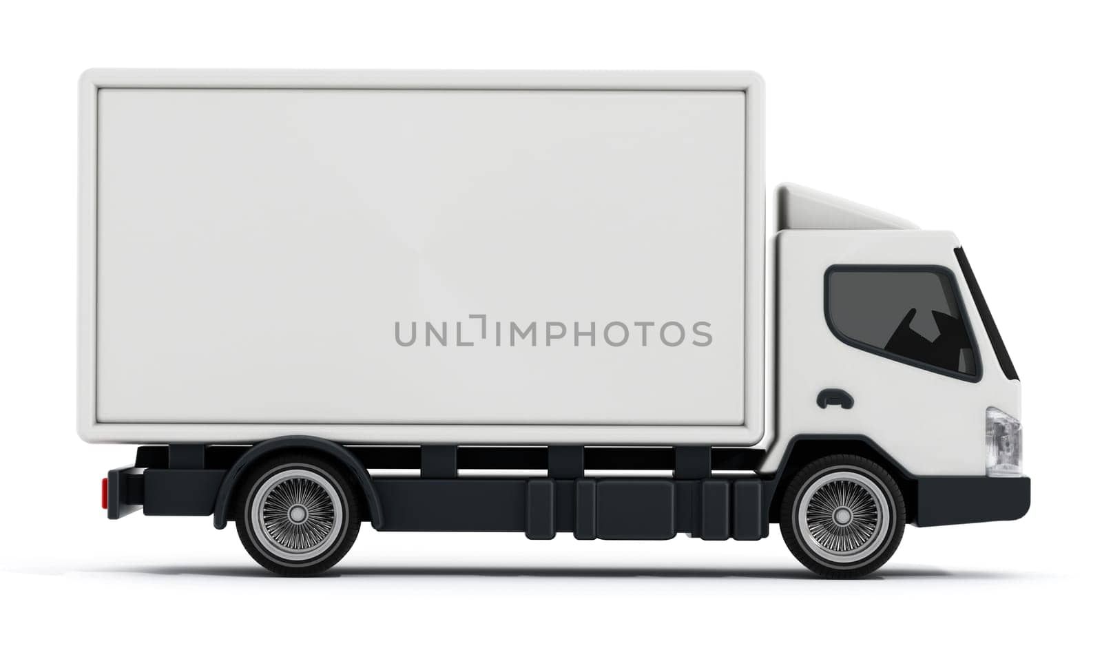White delivery truck or transportation van isolated on white background