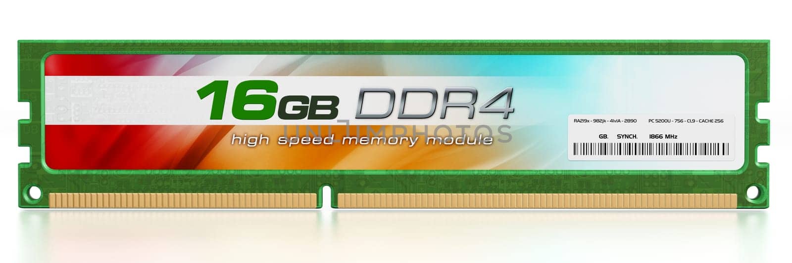 Generic RAM module isolated on white background