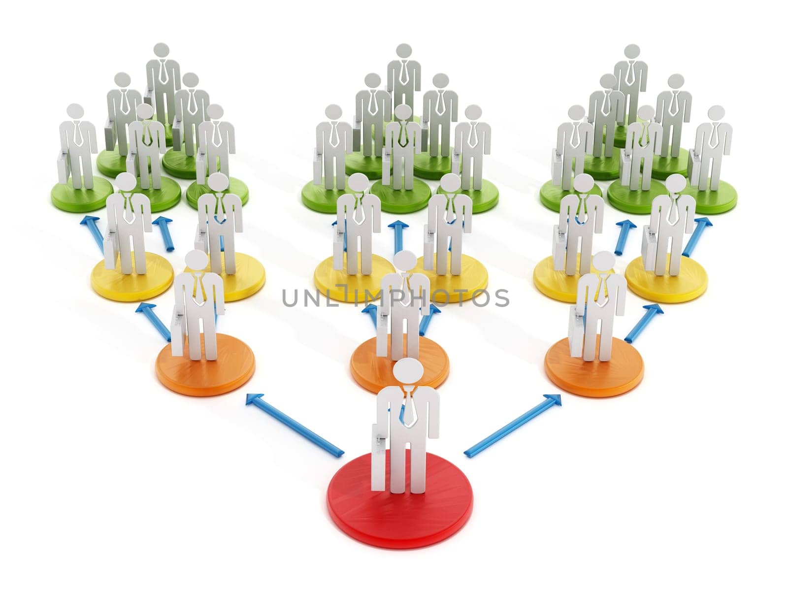 Business network diagram with circles connecting people.