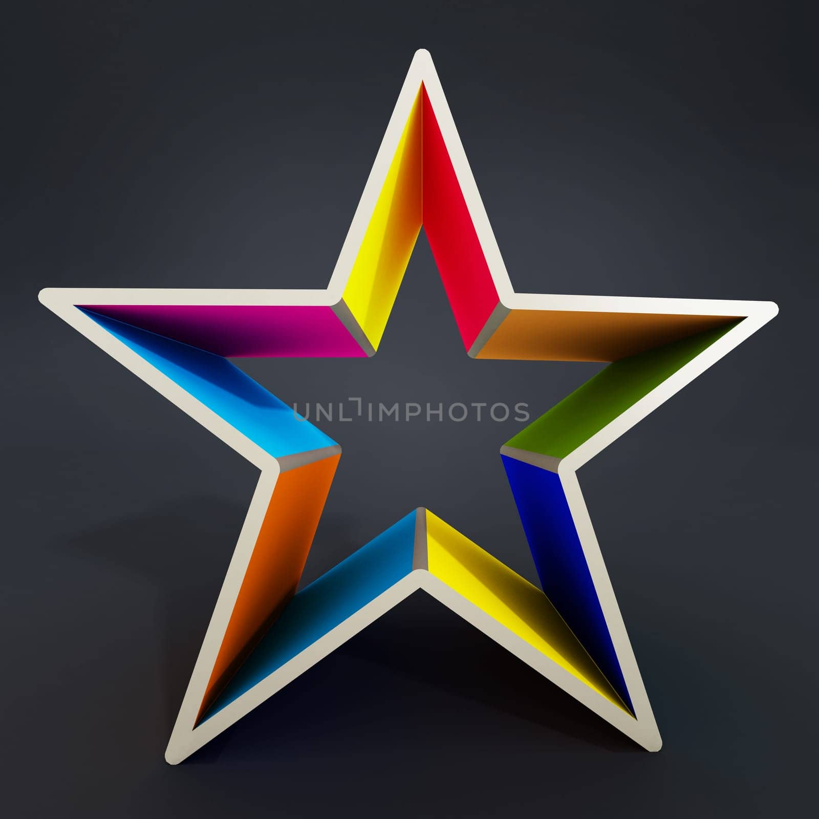 Multi colored star shape isolated on black background.
