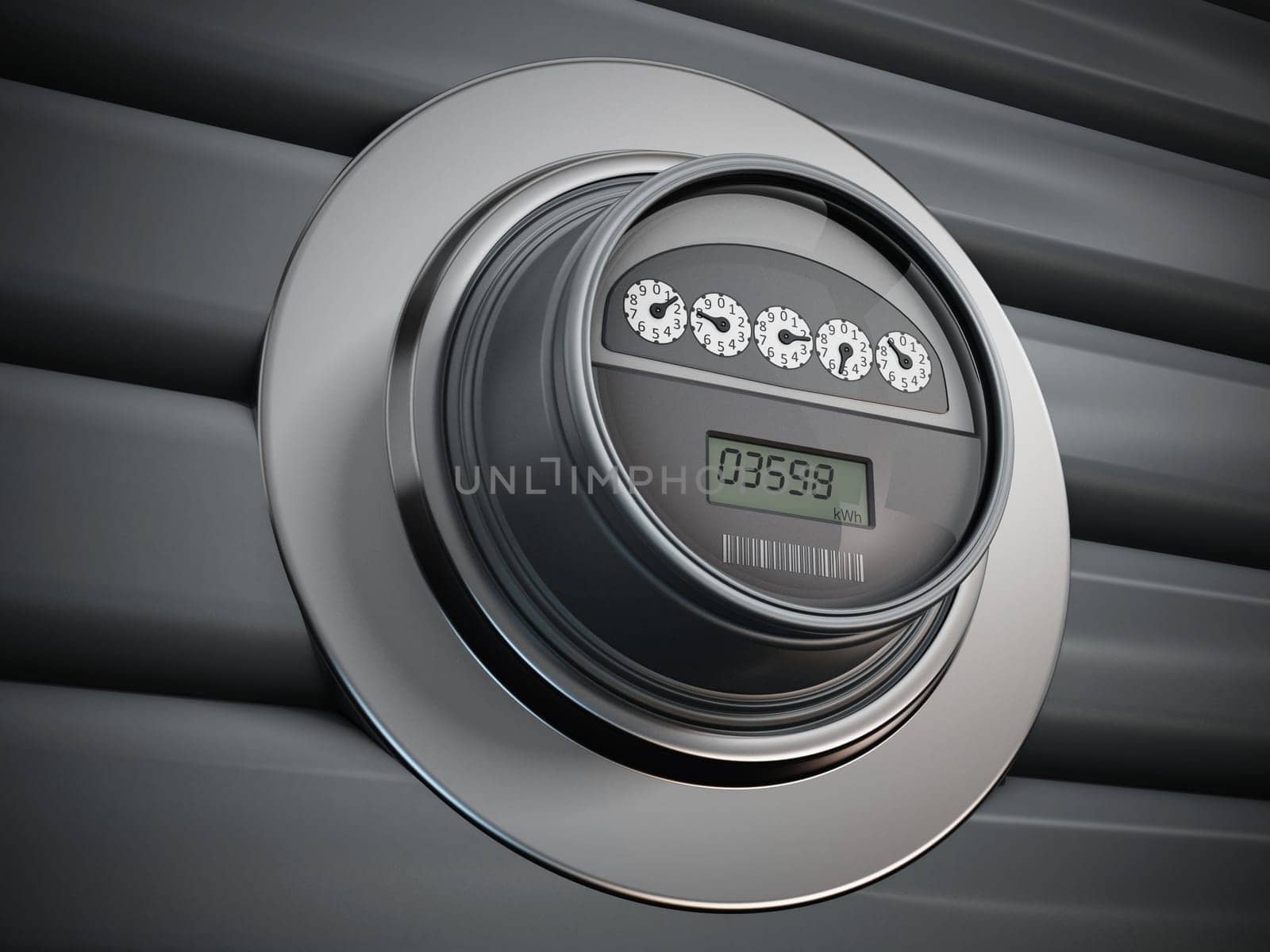 Electric meter with LCD panel hanging on the wall