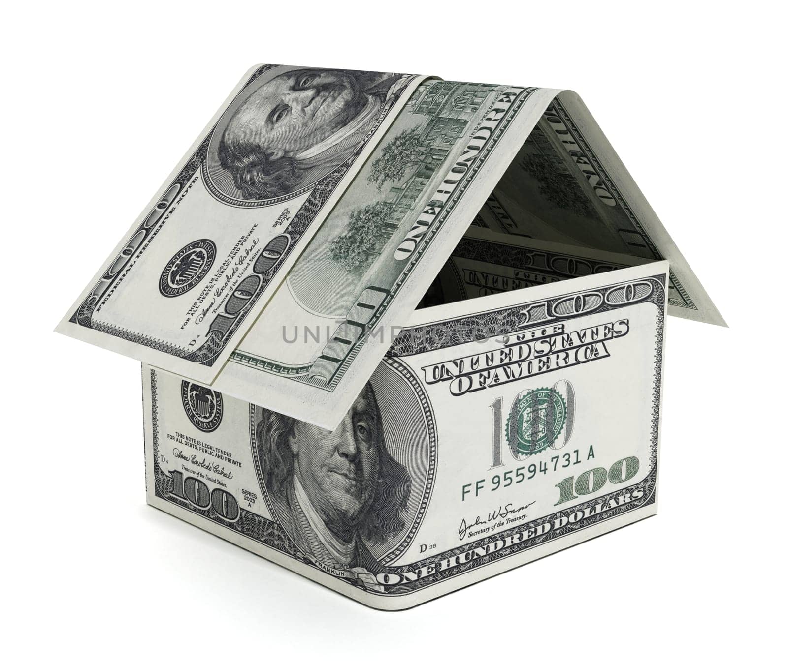 Dollar shaped house isolated on white background