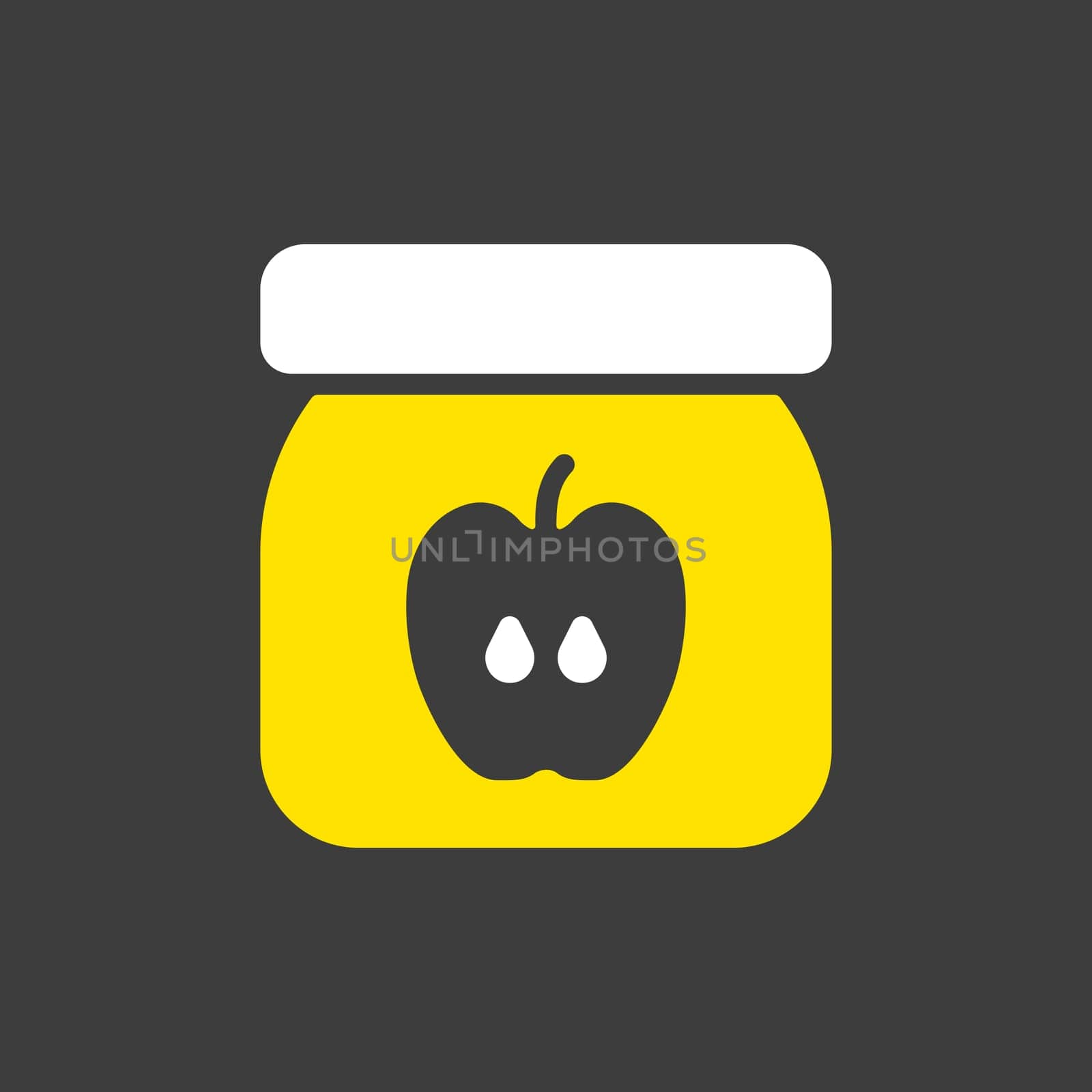 Jar of baby food with apple puree vector glyph icon. Graph symbol for children and newborn babies web site and apps design, logo, app, UI
