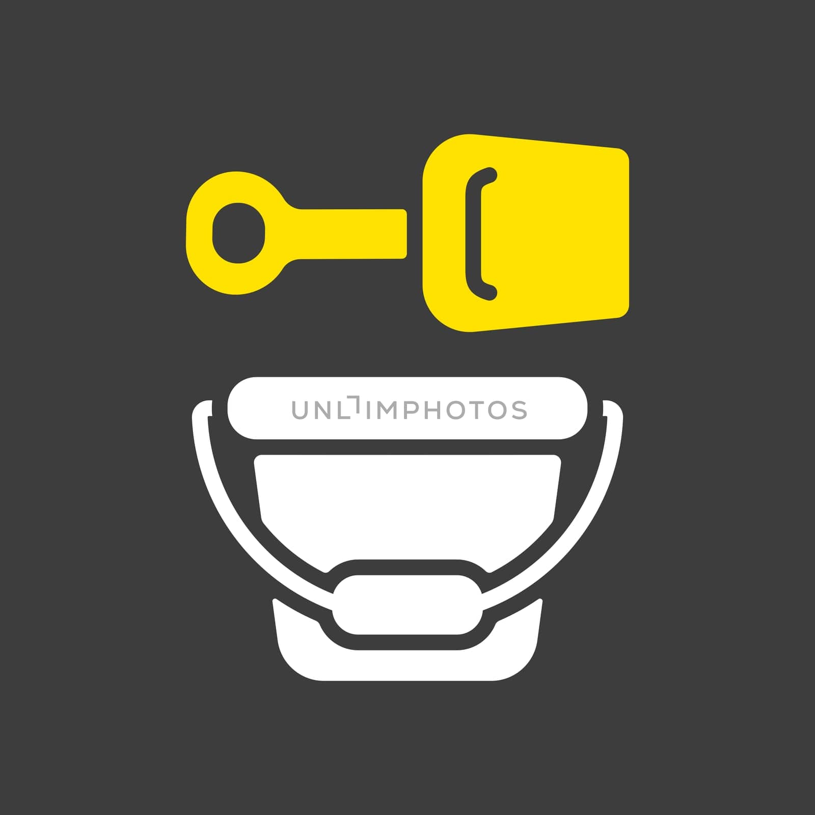 Child pail and shovel vector glyph icon. Graph symbol for children and newborn babies web site and apps design, logo, app, UI