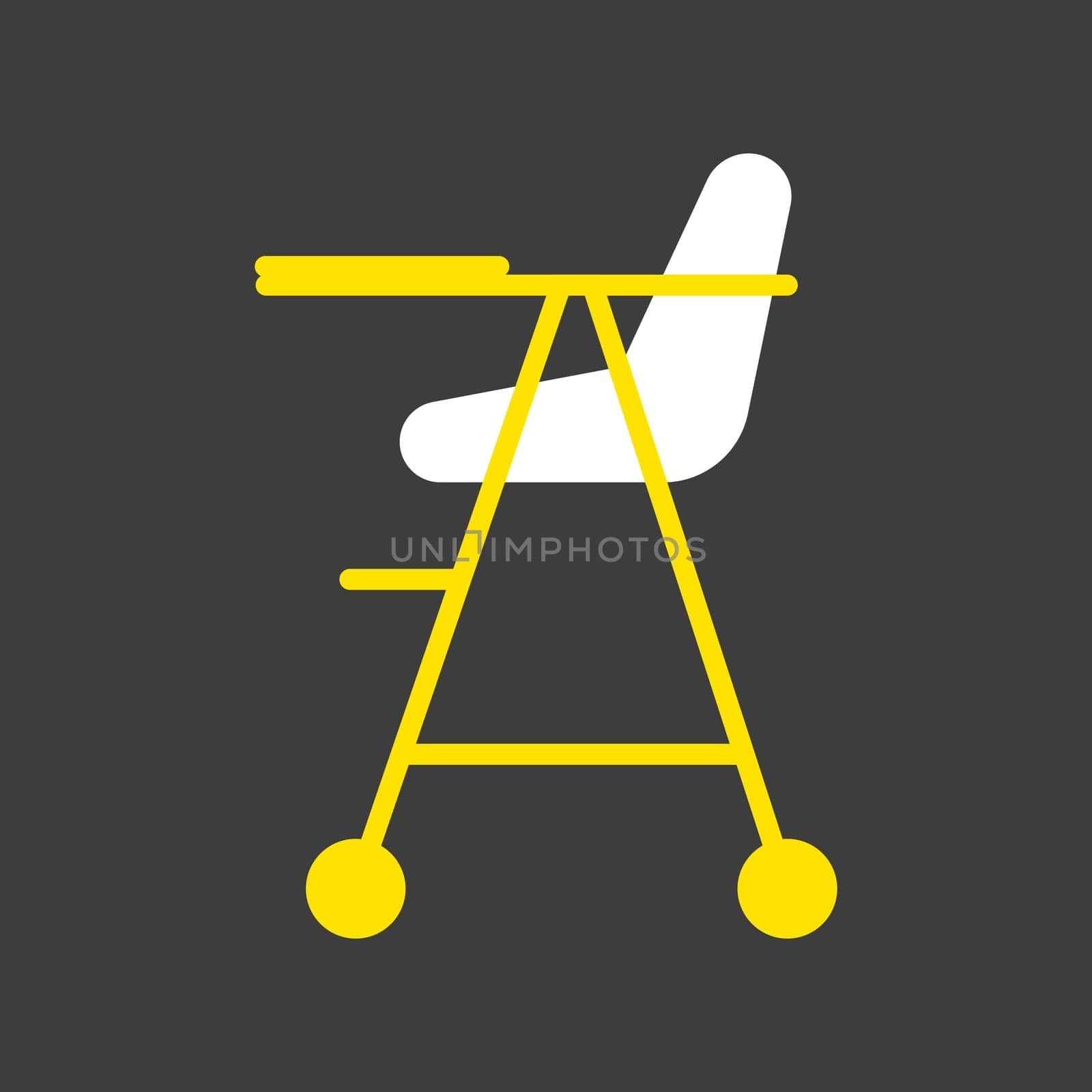 Baby chair vector isolated glyph icon. Graph symbol for children and newborn babies web site and apps design, logo, app, UI