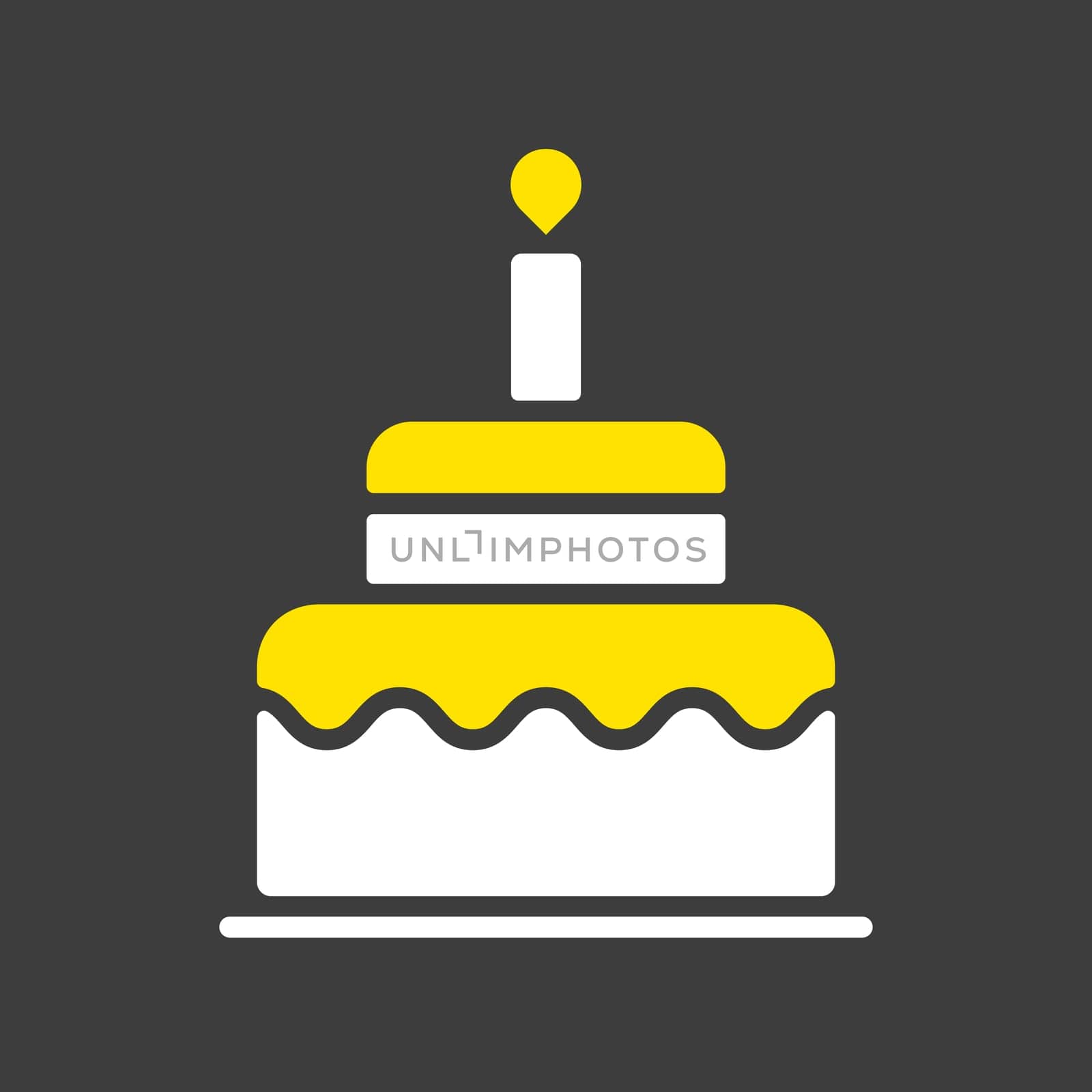 Birthday cake vector isolated glyph icon. Graph symbol for children and newborn babies web site and apps design, logo, app, UI