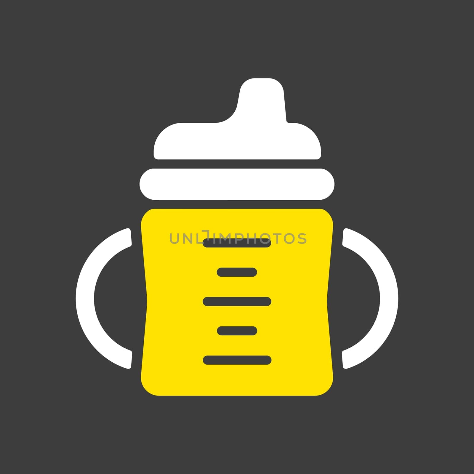 Toddler sippy cup vector glyph icon. Graph symbol for children and newborn babies web site and apps design, logo, app, UI