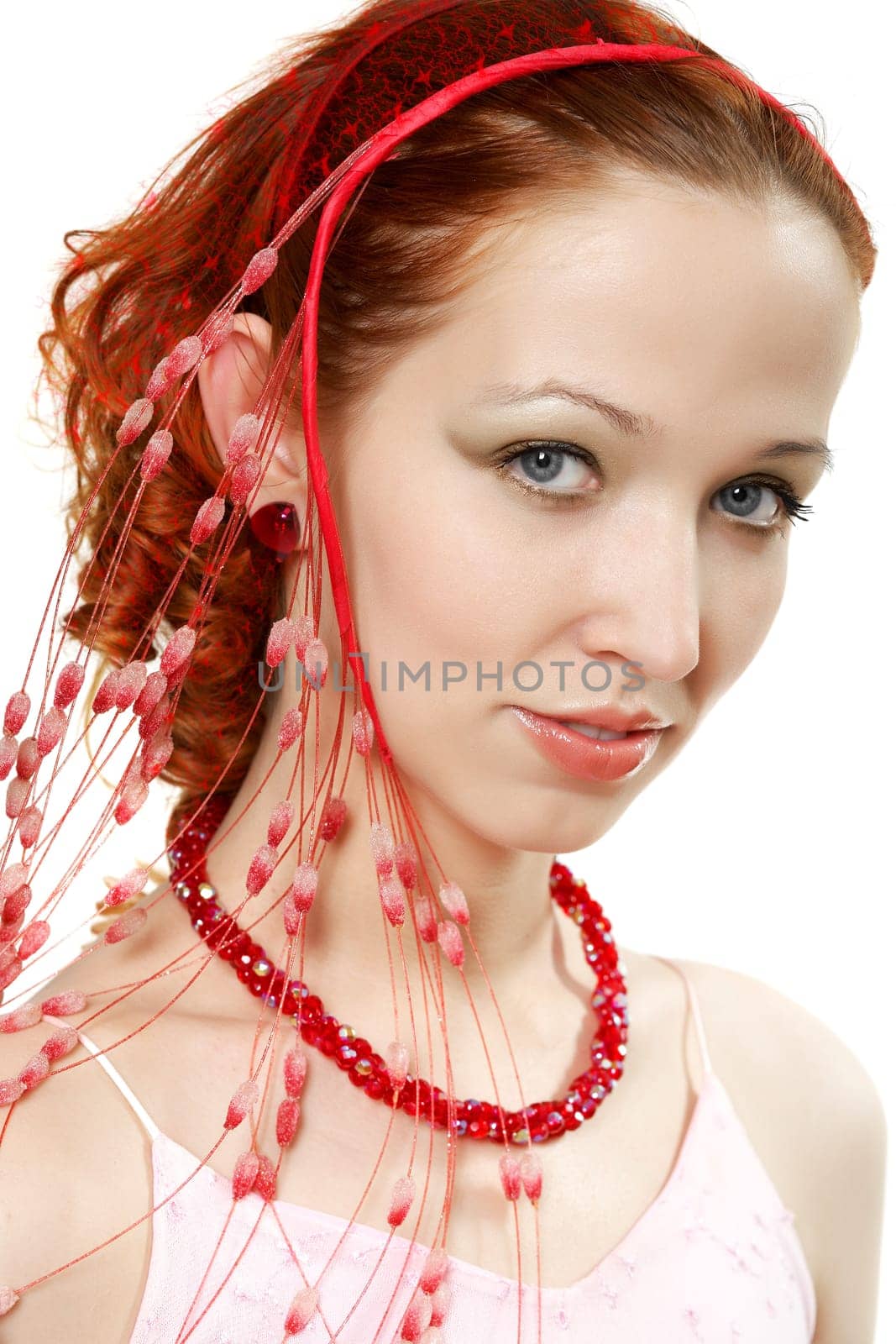Woman with corals in hair I.