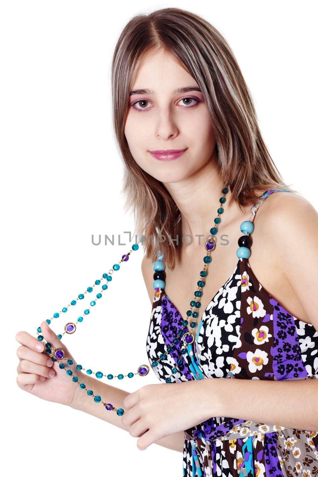 Young woman with corals I.