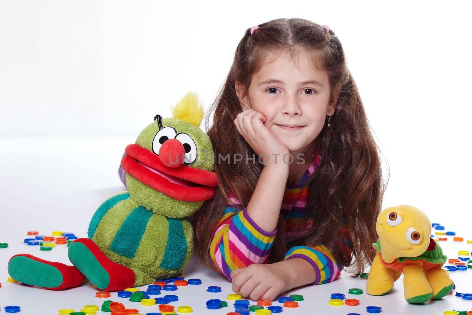 Girl with plush toys IV.