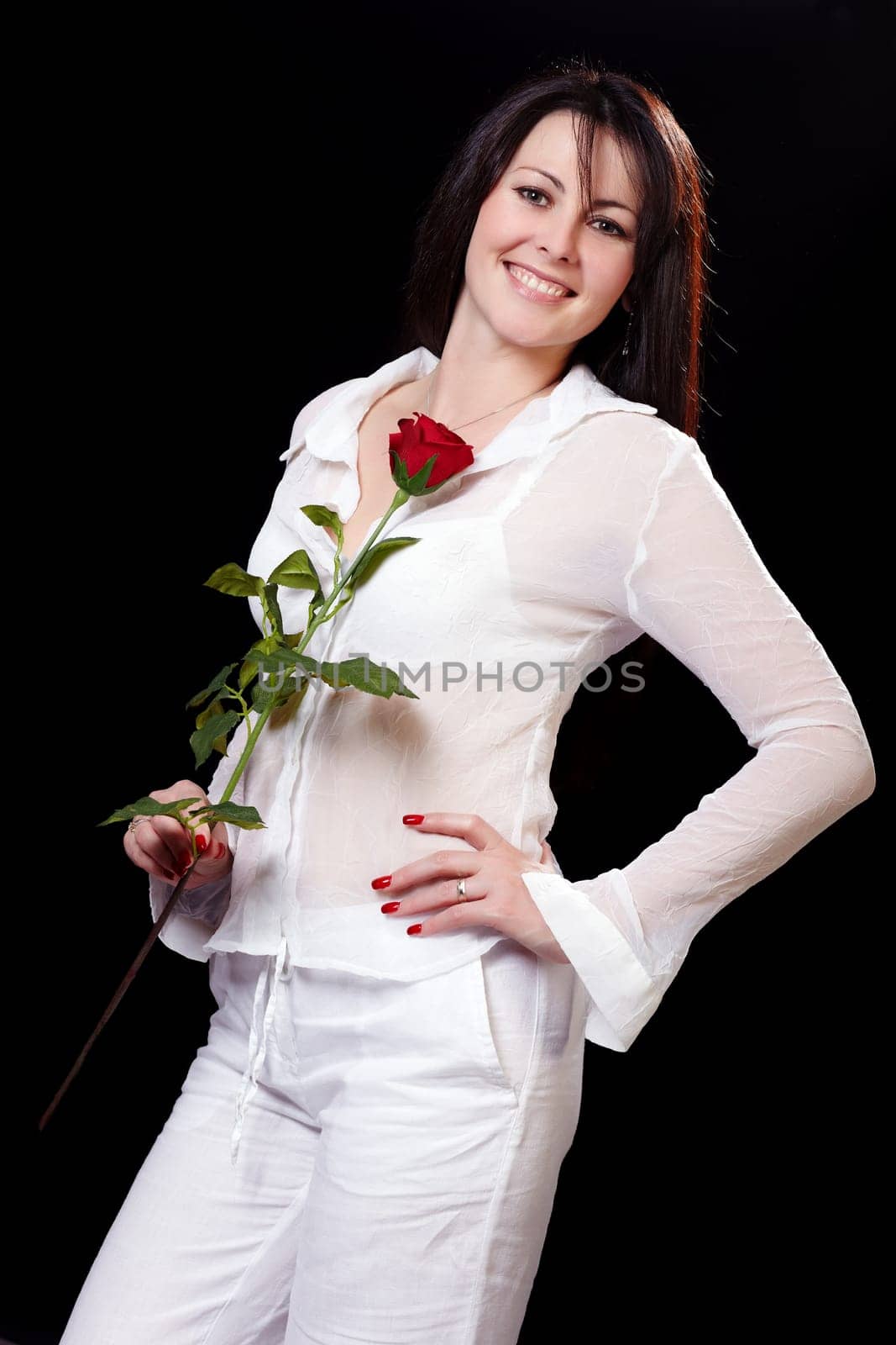 Brown-haired woman with the rose II.