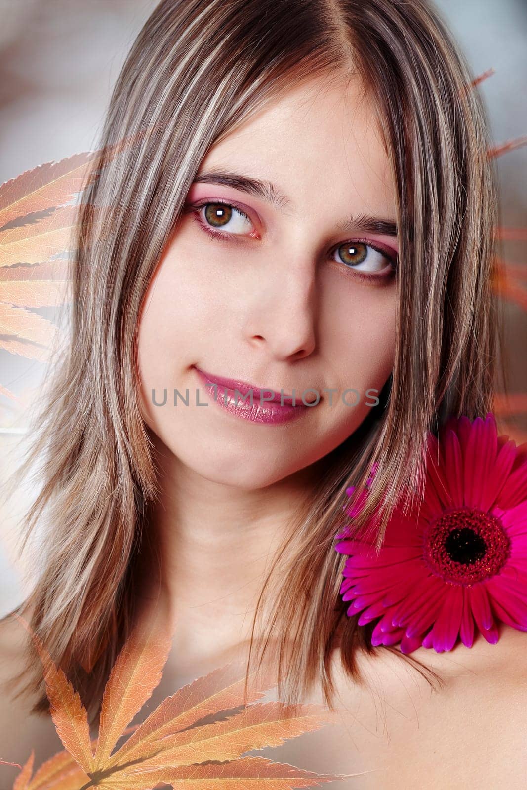 Woman with rose gerbera