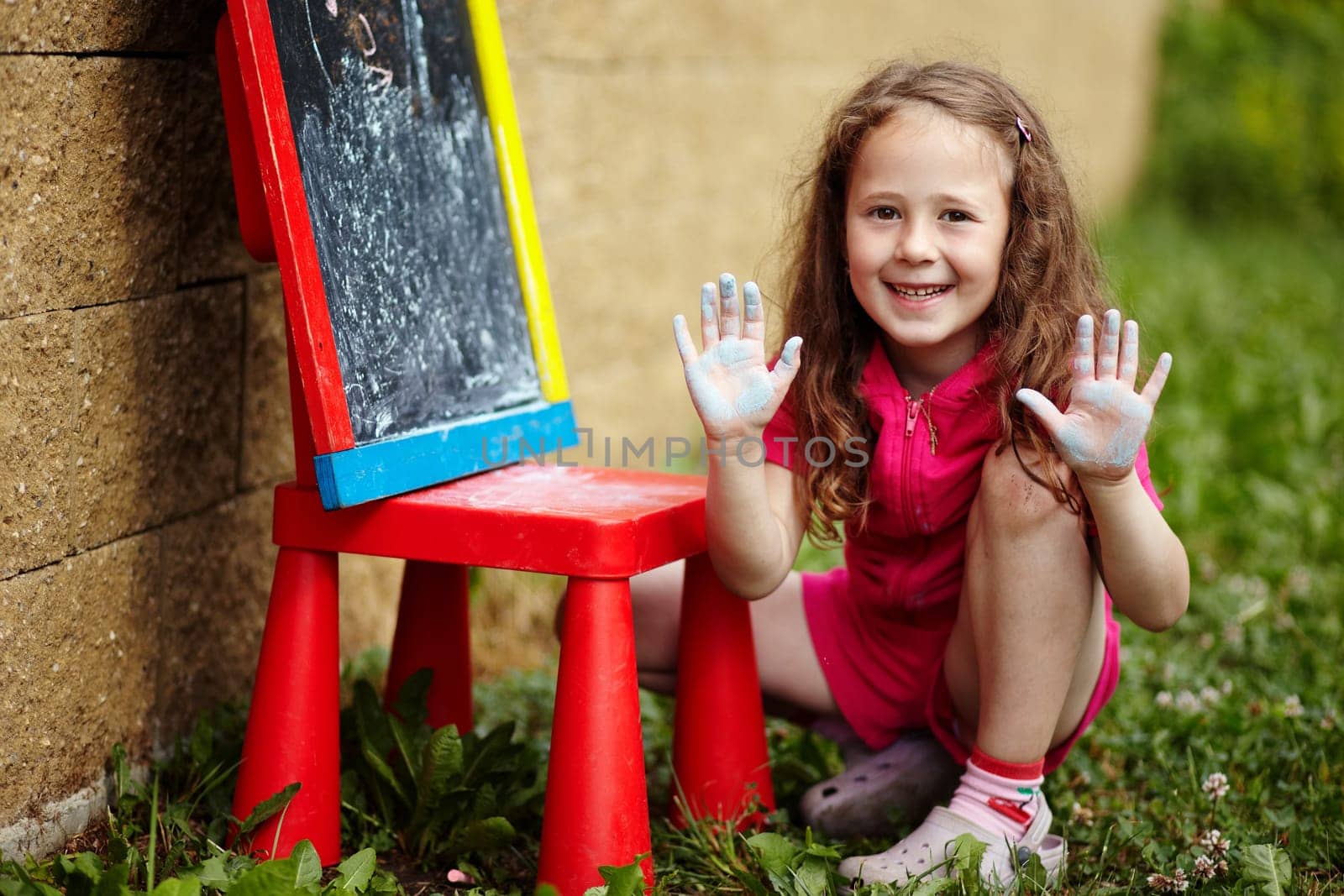 A girl preparing to draw on a board