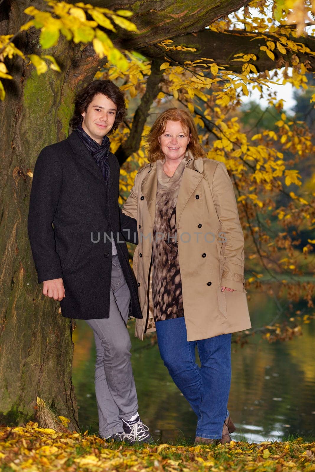 Mother and her son in a park