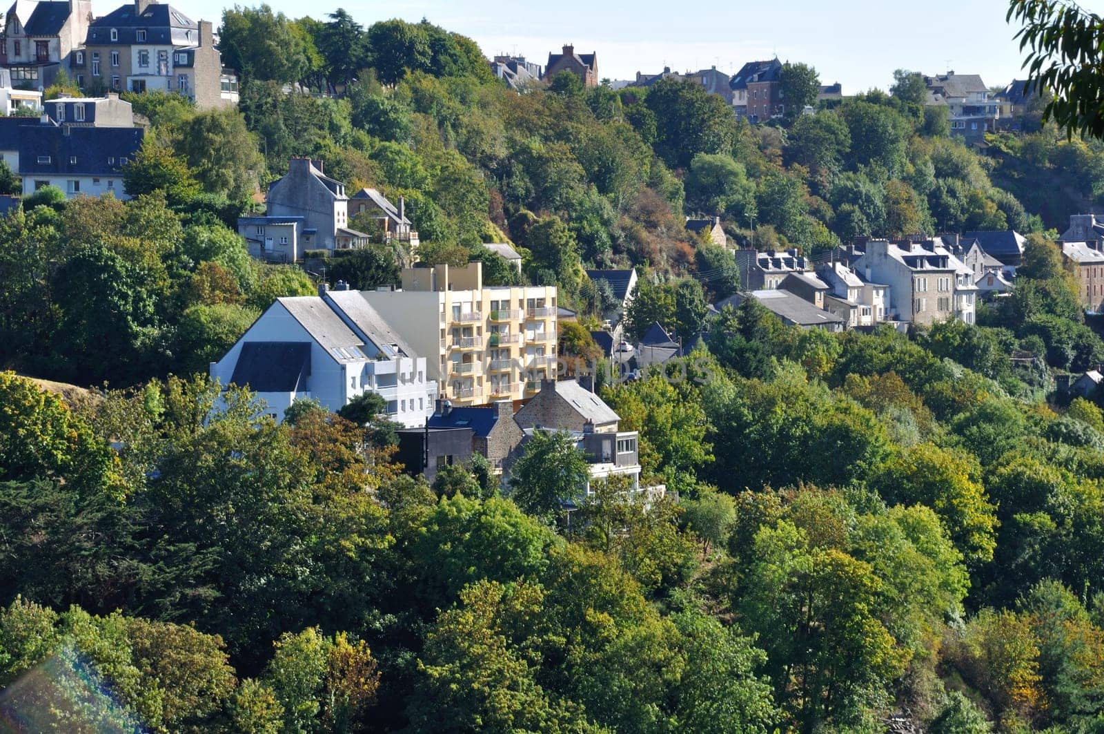 Saint-Brieuc  in Brittany, houses on hill