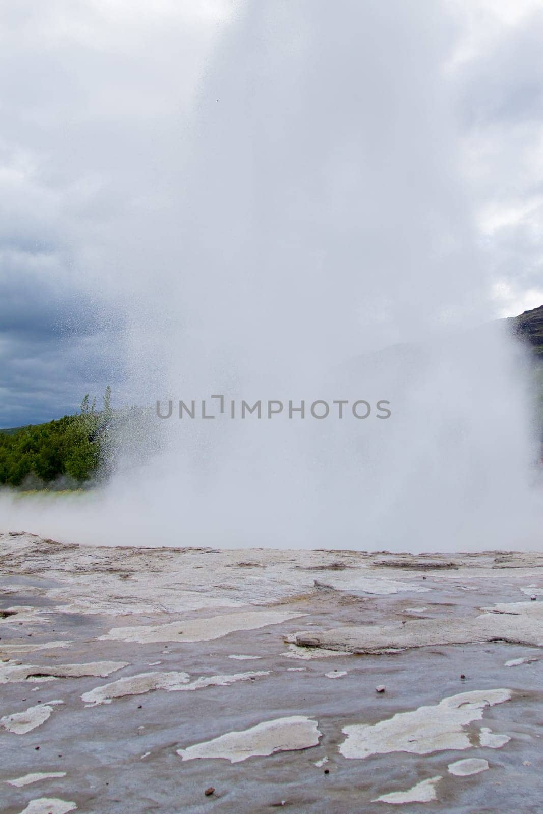 Strokkur geothermal area. Strokkur geyser eruption, Iceland