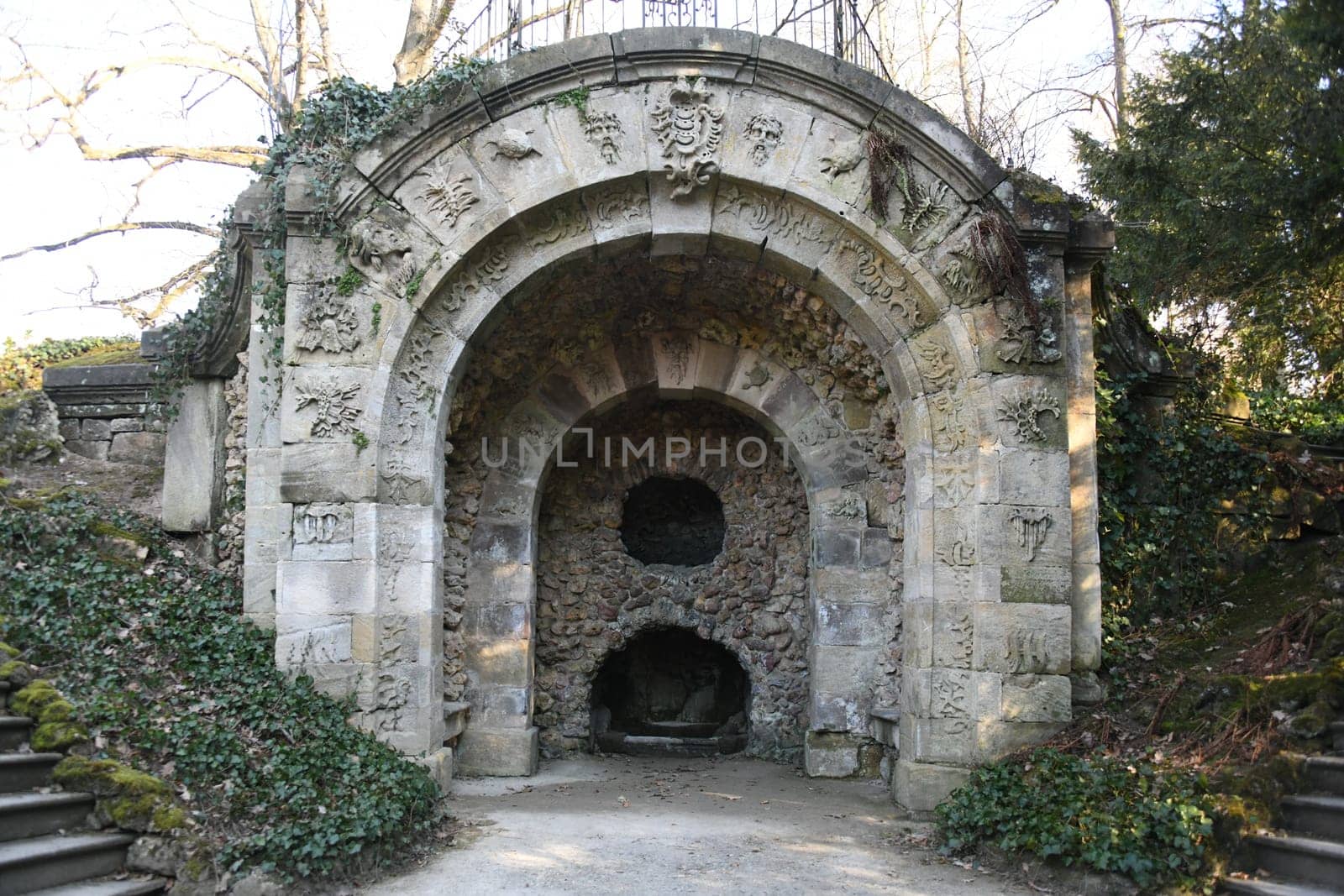 The Dragon's Cave in the Eremitage park in the Upper Franconian city of Bayreuth,Bavaria,Upper Franconia,Germany,Europe. Sightseeing.