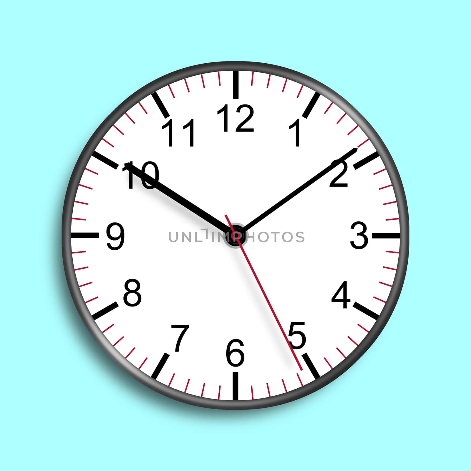 A clock face on blue 3d illustration with clipping path to remove shadow