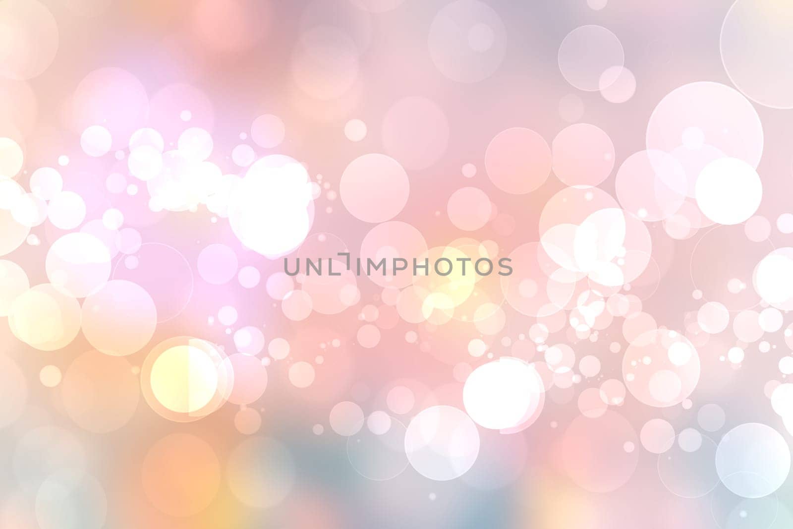 Abstract blurred fresh vivid spring summer light delicate pastel blue pink white bokeh background texture with bright circular soft color lights. Beautiful backdrop illustration.