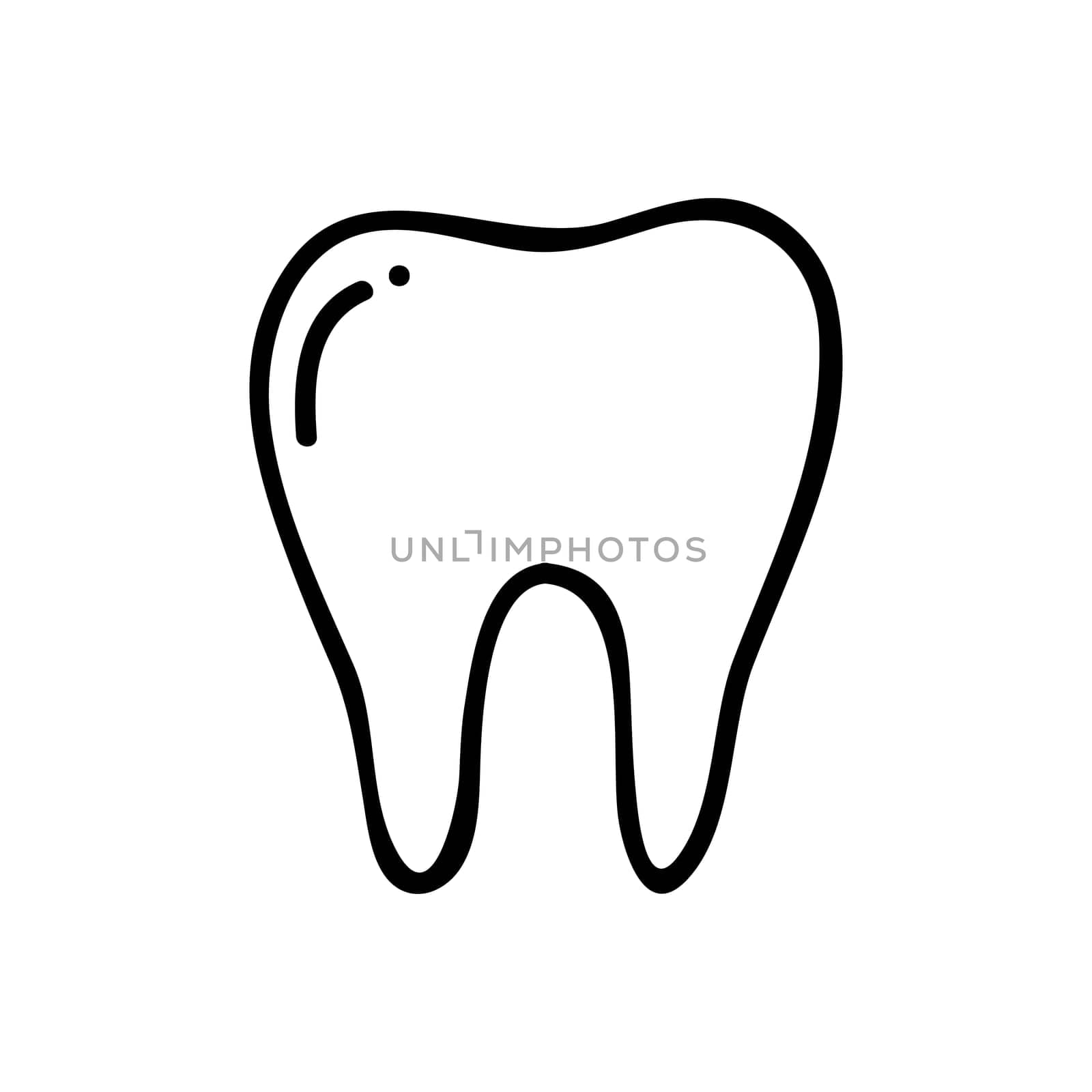 Thin line tooth icon on white background - Vector illustration