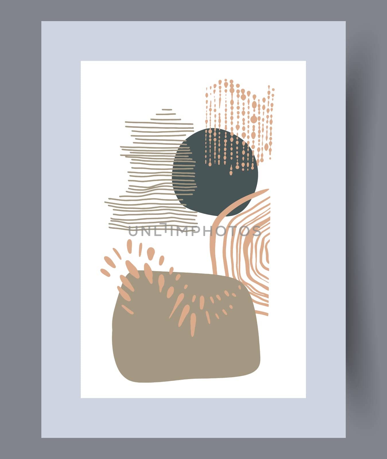 Scandinavian abstract vector print set. Minimalistic abstract wall art background for print. Scandinavian vector style.