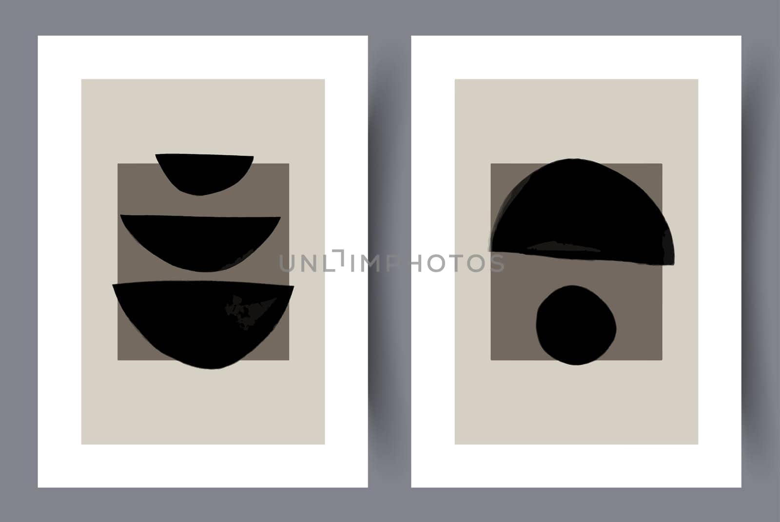 Printable wall art vector poster set. Hand drawn minimalism design for scandinavian interior.