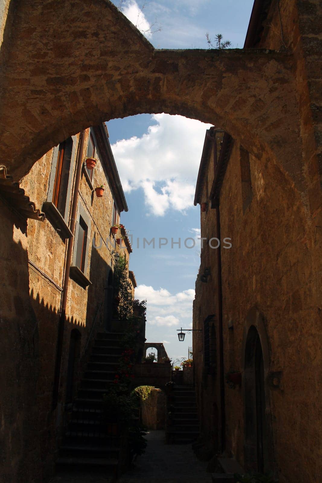 Picturesque capture of the bricks center of the village of Bagnoregio near Orvieto in the center of Italy