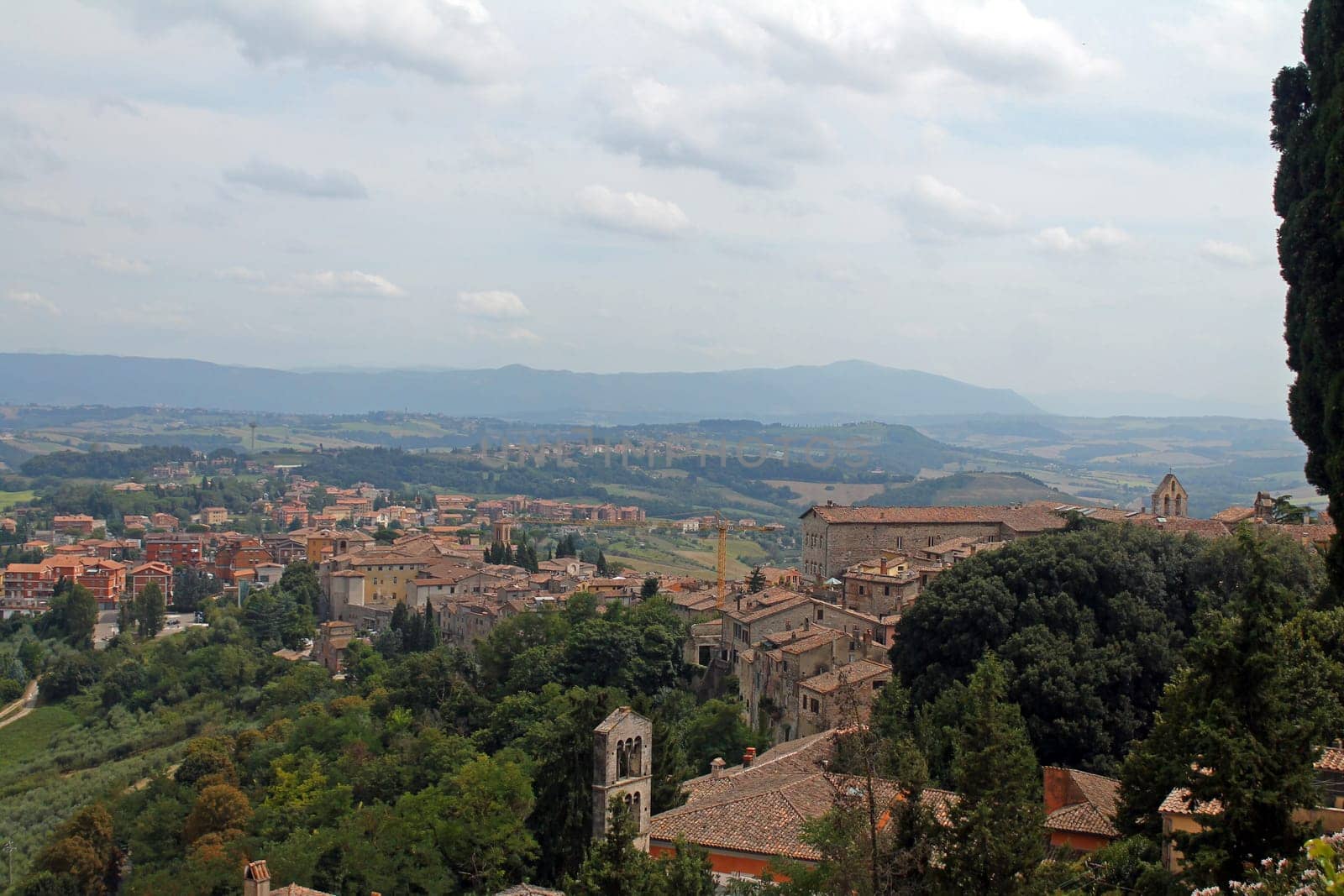 The Italian countryside from the cliff over Gubbio in Umbria in Italy