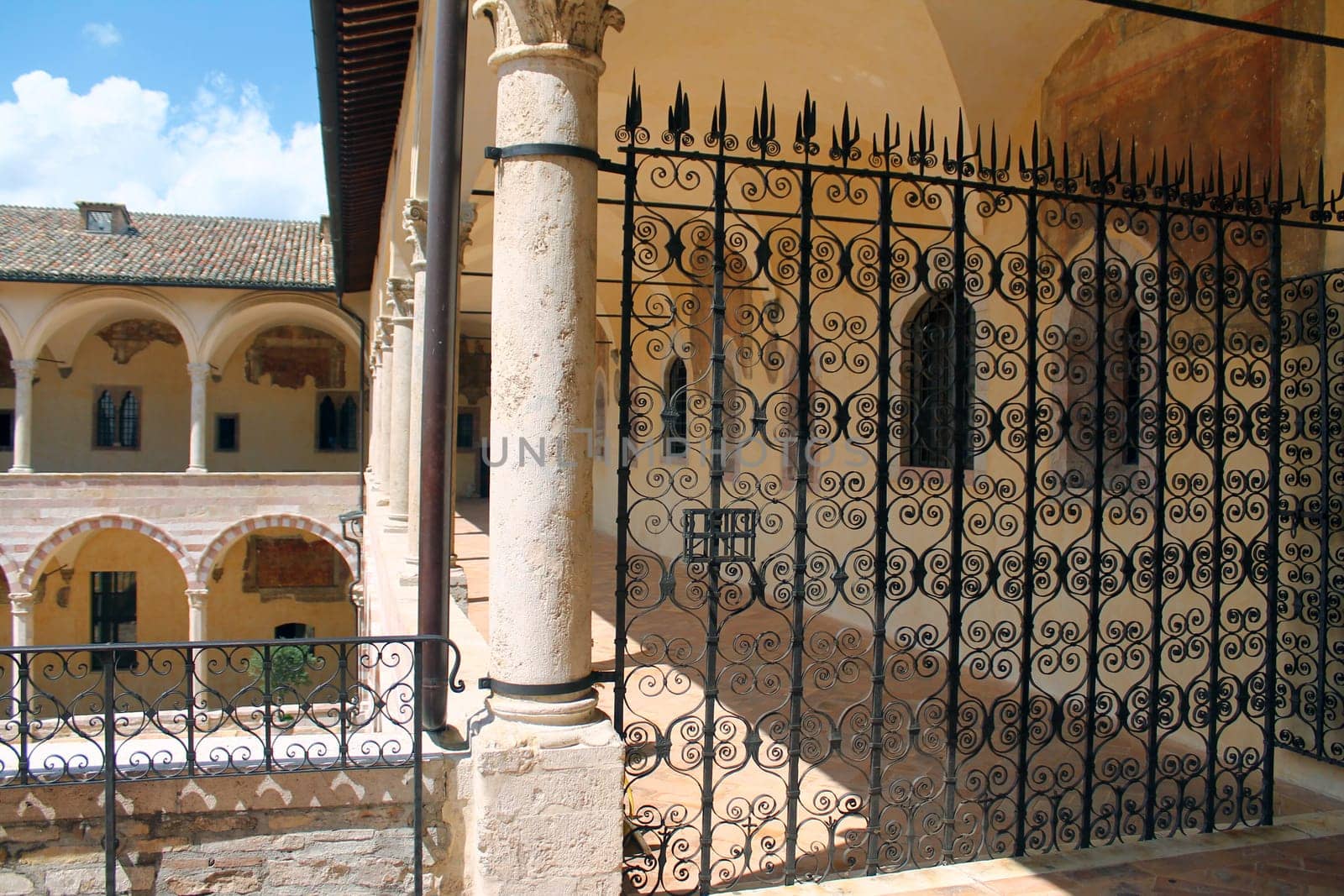 Cloisters of the Basilica of San Francesco in Asissi in Umbria in Italy