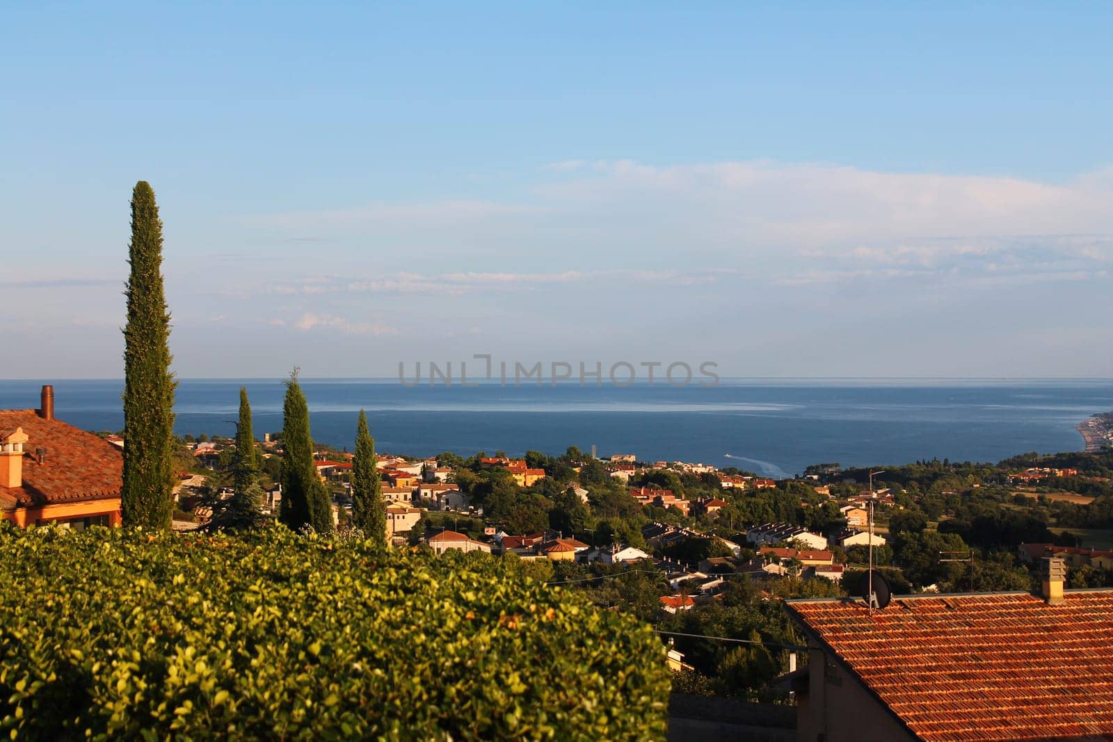 The blue Adriatic sea from a cliff on the Conero area in Italy