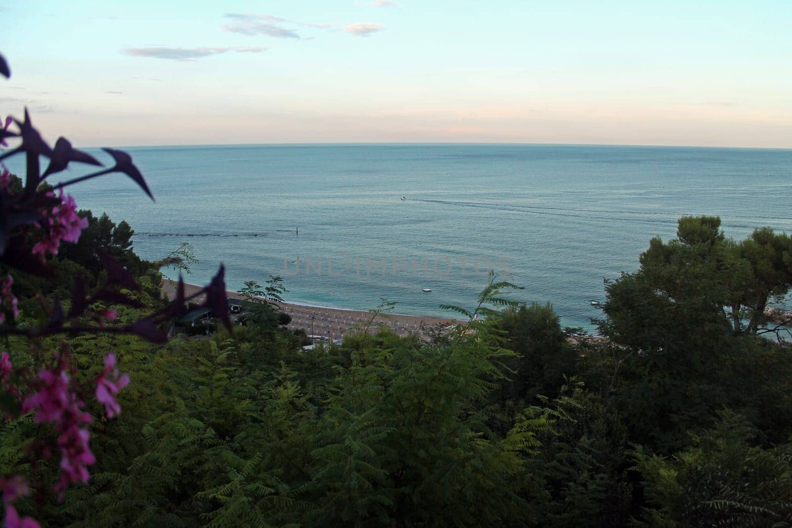 A perfect sunset with the turquoise Adriatic sea in the Conero area in Italy