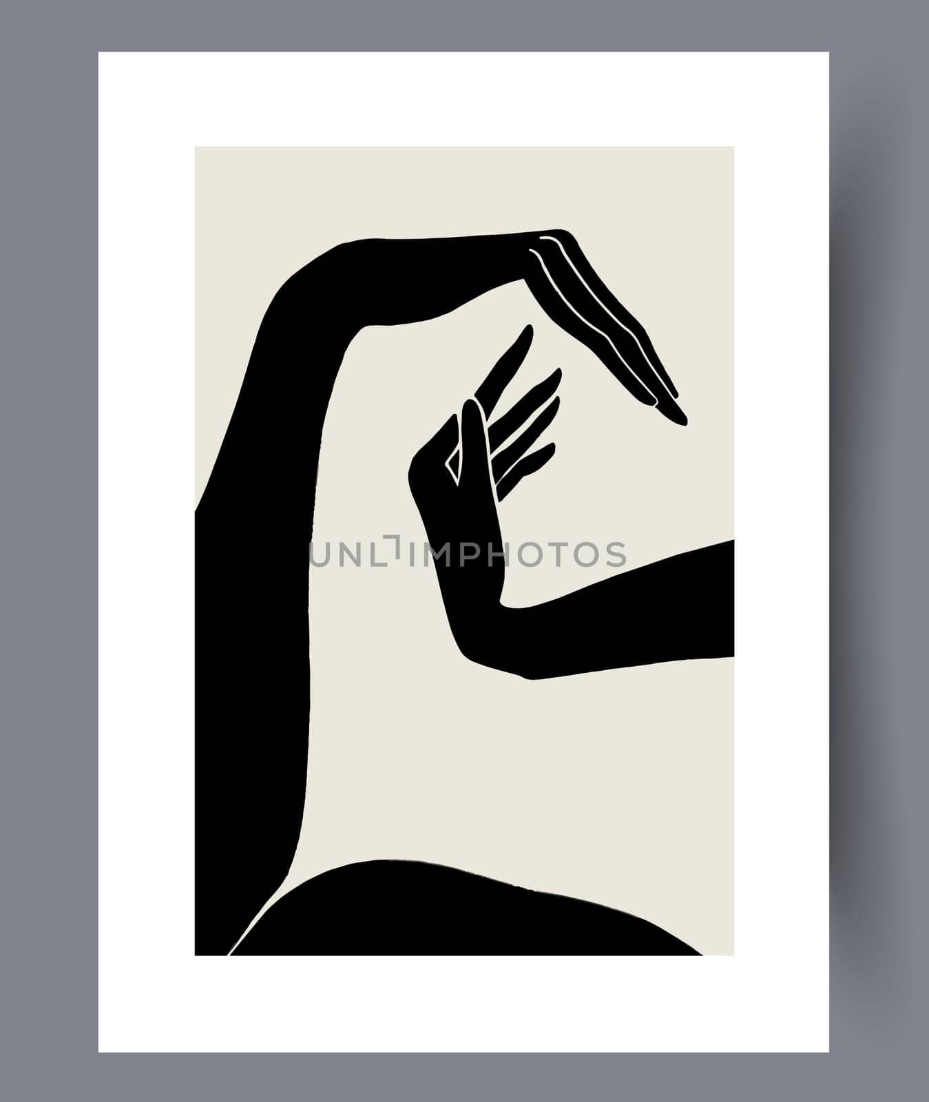 Printable wall art vector poster set. Hand drawn minimalism design for scandinavian interior.