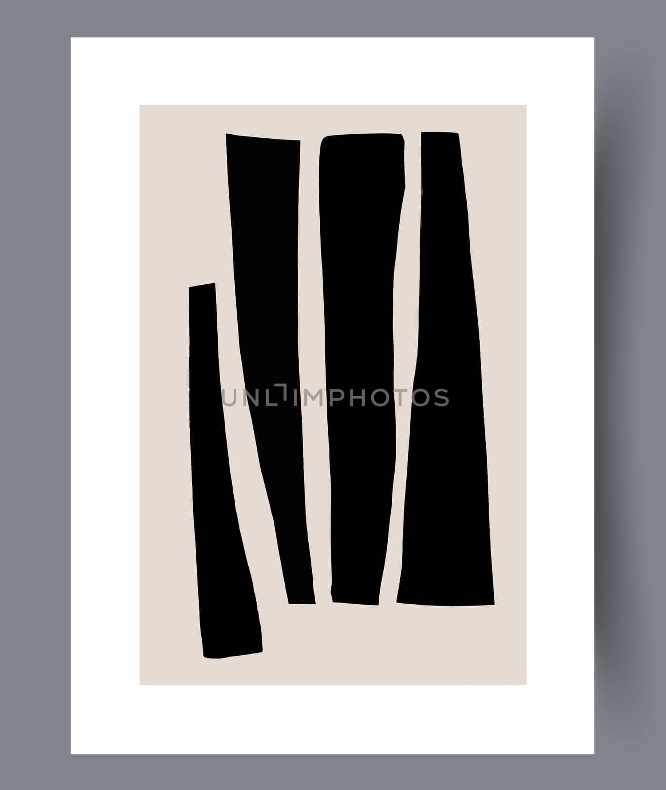 Printable wall art vector poster set. Hand drawn minimalism design for scandinavian interior.