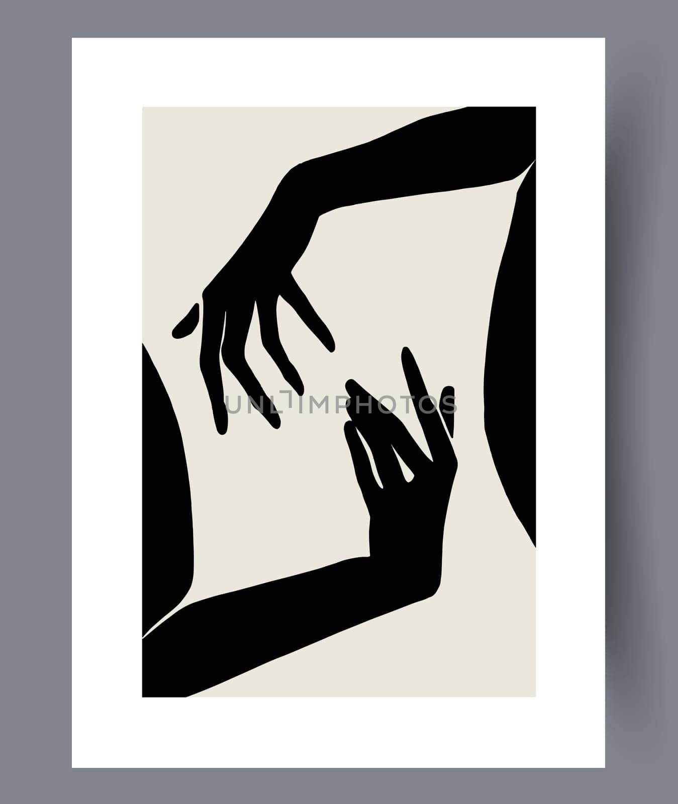 Printable wall art vector poster set. Hand drawn minimalism design for scandinavian interior.