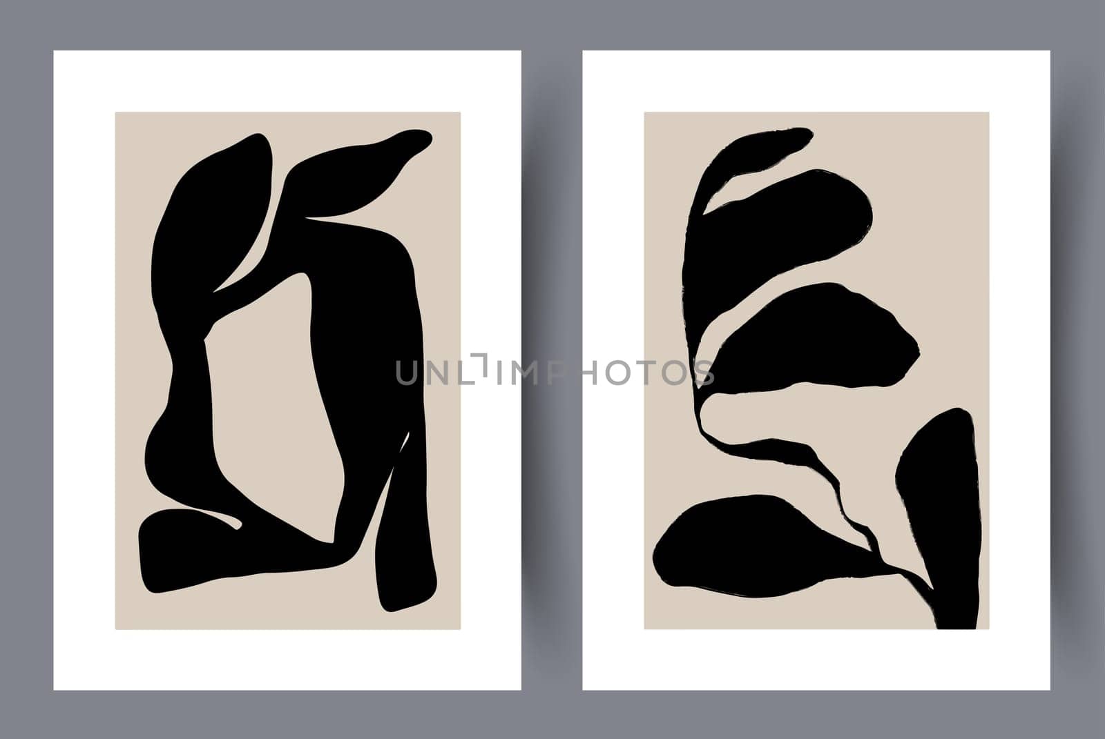 Printable wall art vector poster set. Hand drawn minimalism design for scandinavian interior.