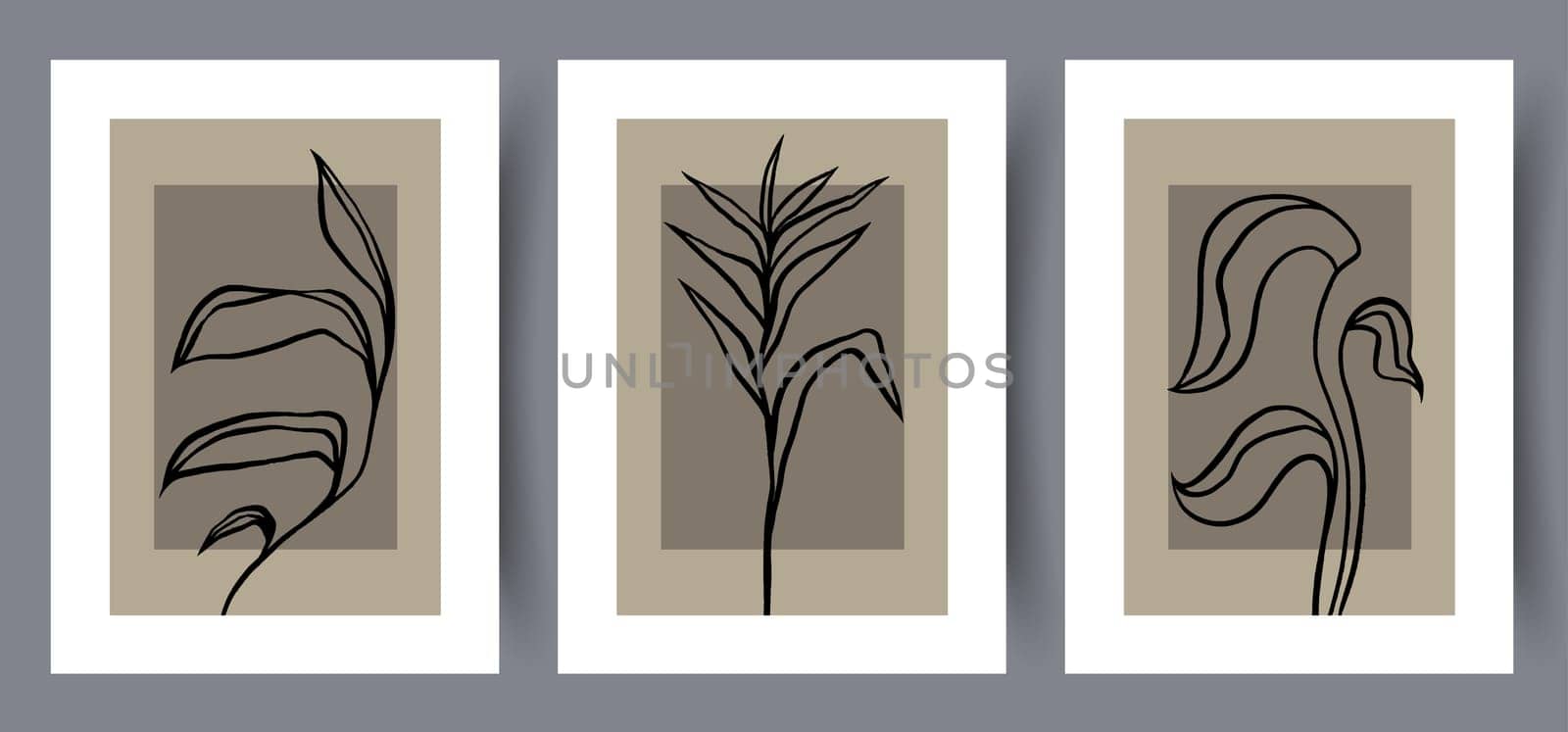 Printable wall art vector poster set. Hand drawn minimalism design for scandinavian interior.