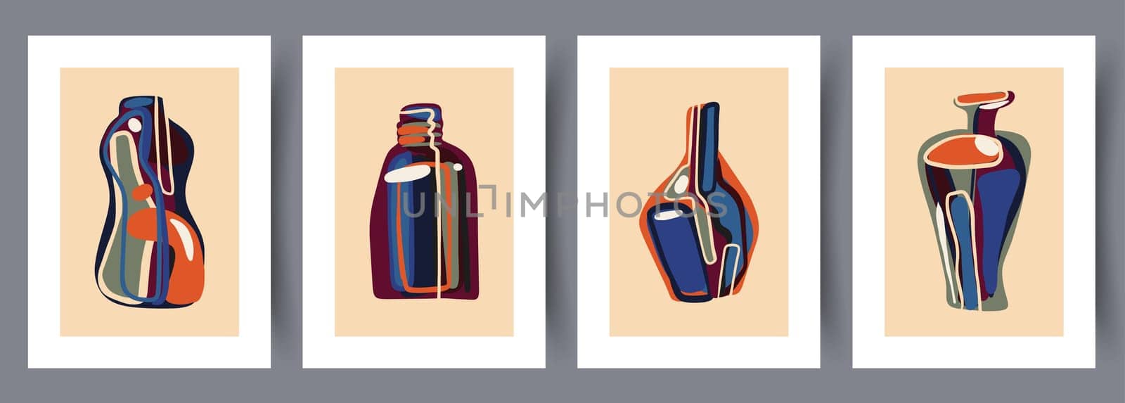 Printable wall art vector poster set. Hand drawn minimalism design for scandinavian interior.