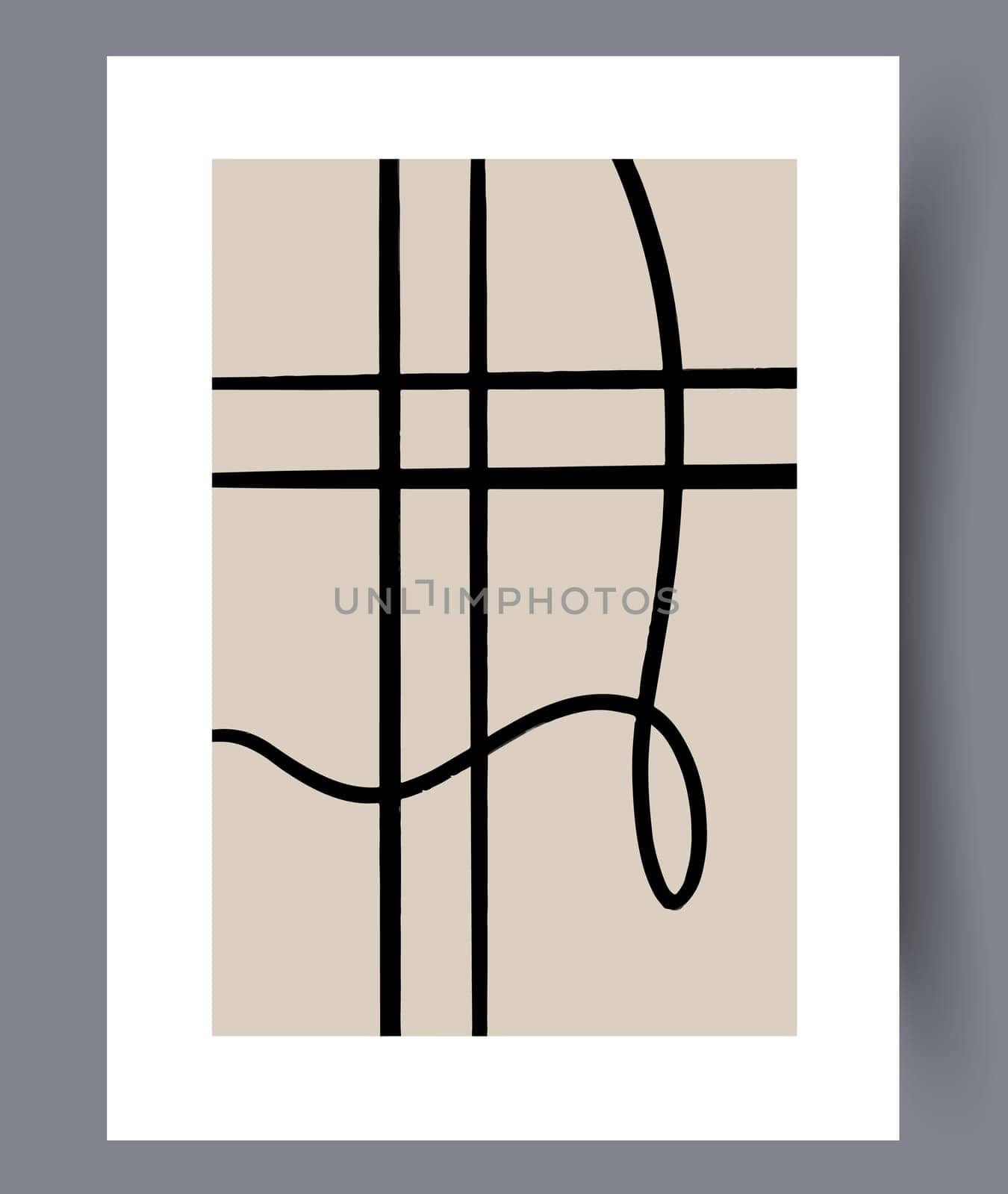 Printable wall art vector poster set. Hand drawn minimalism design for scandinavian interior.