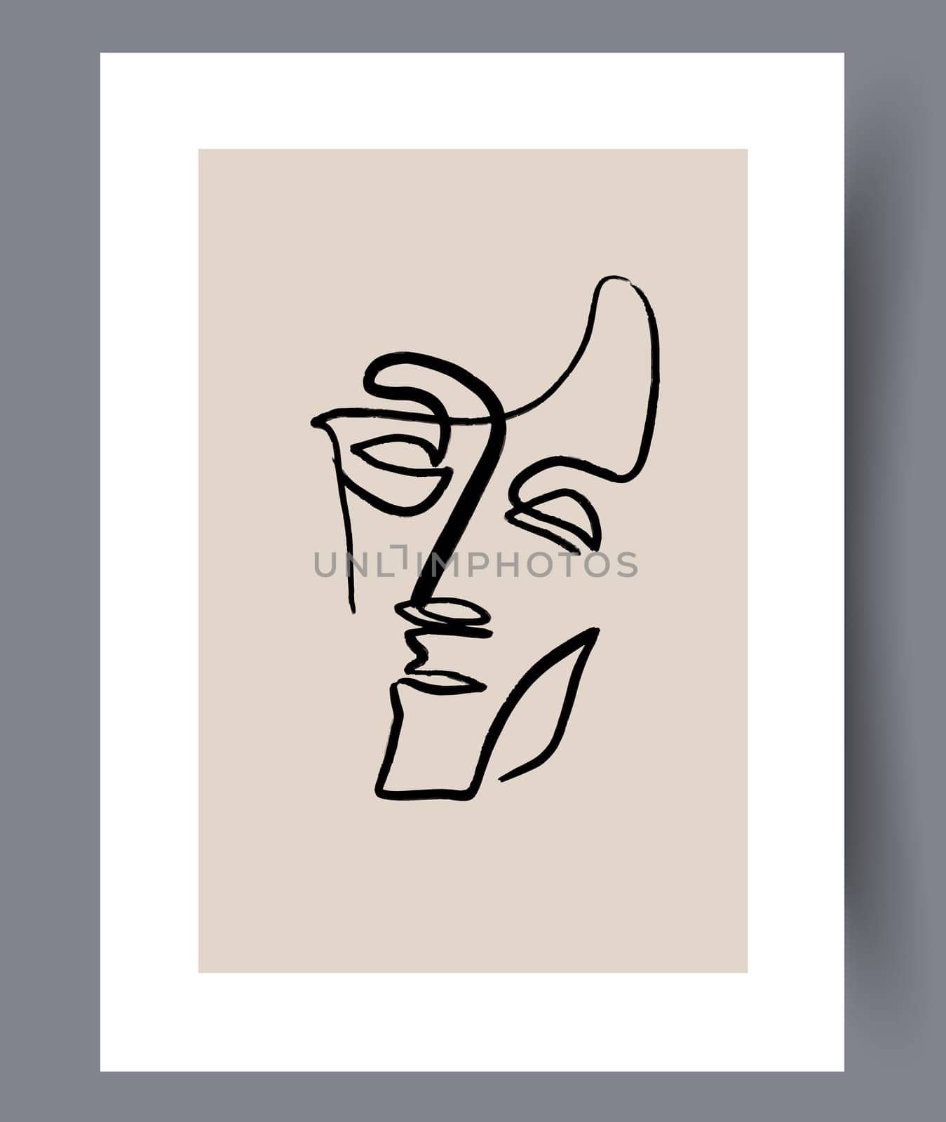 Printable wall art vector poster set. Hand drawn minimalism design for scandinavian interior.