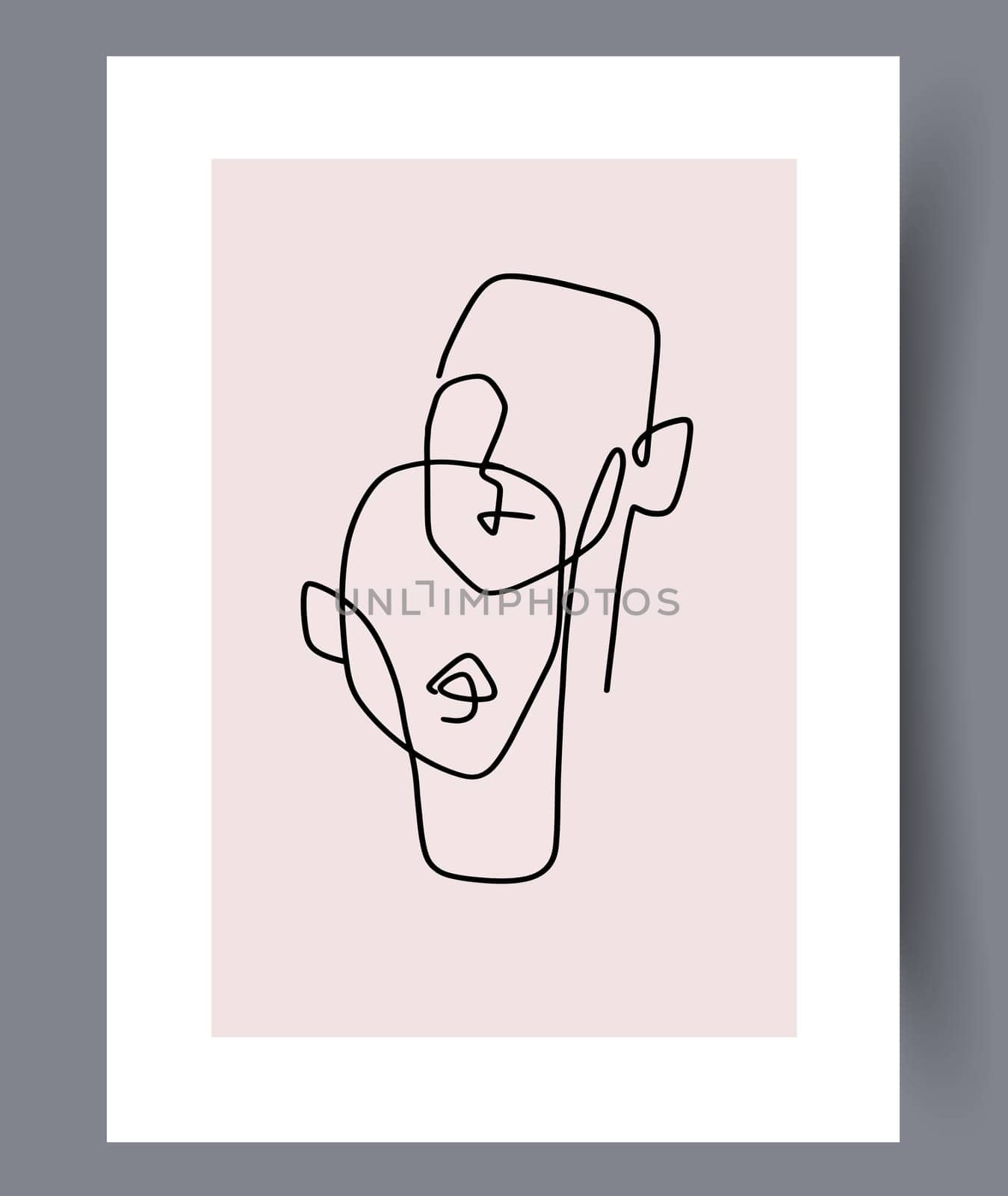 Printable wall art vector poster set. Hand drawn minimalism design for scandinavian interior.