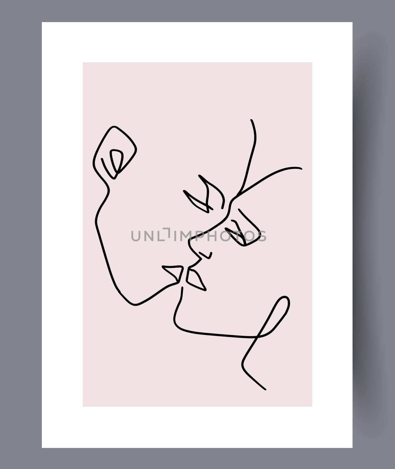 Printable wall art vector poster set. Hand drawn minimalism design for scandinavian interior.