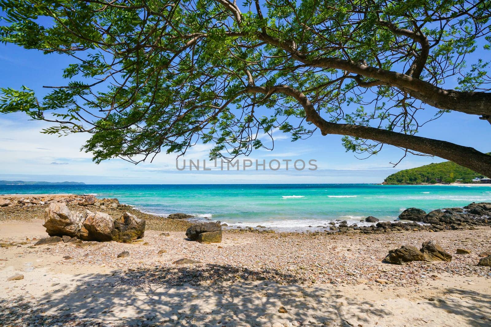 Sand beach among rocks, koh lan island thailand